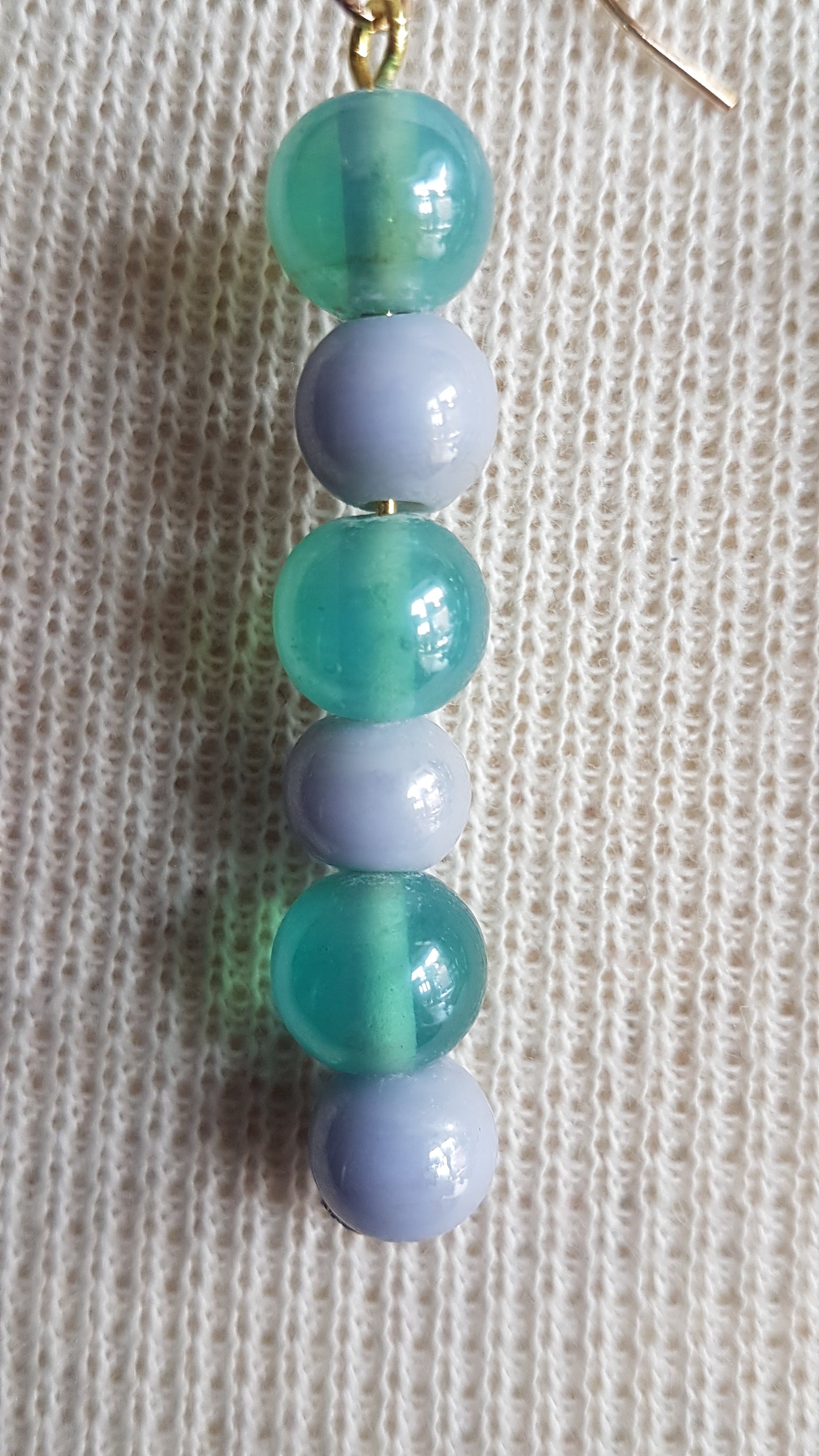 Blue Bead Drop Gold Earrings