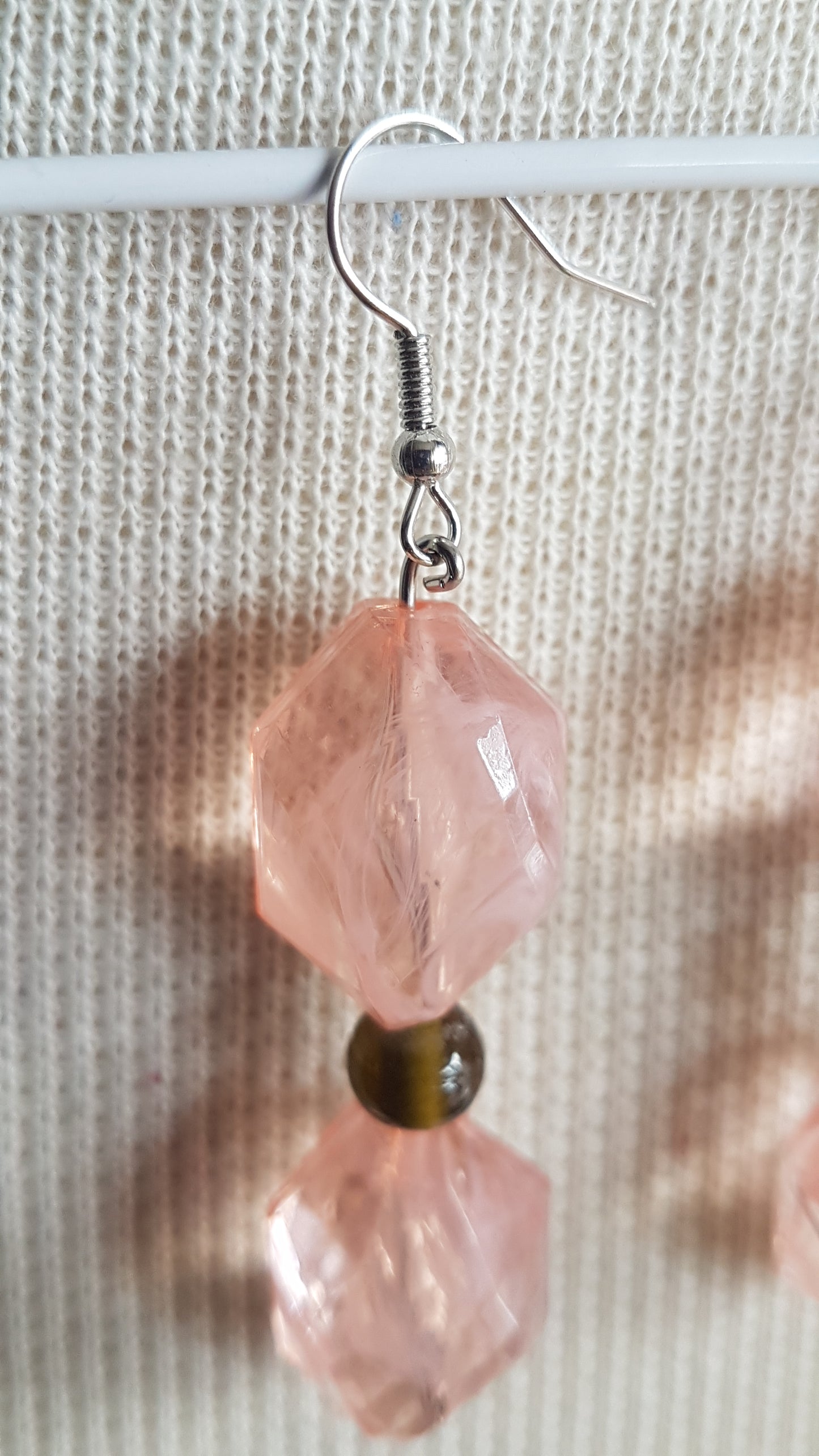 Pink And Green Bead Drop Earrings