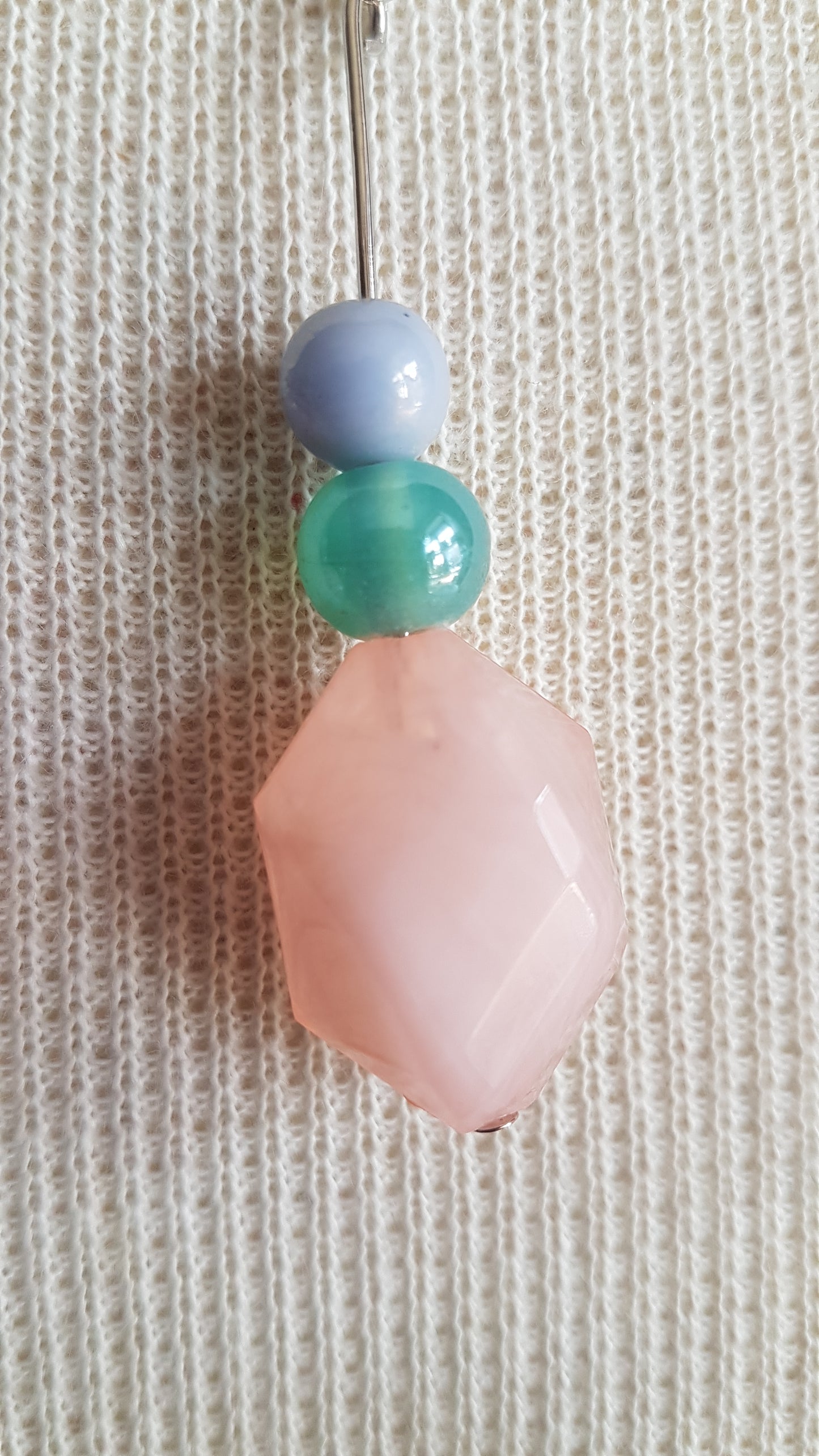 Pink And Blue Bead Earrings