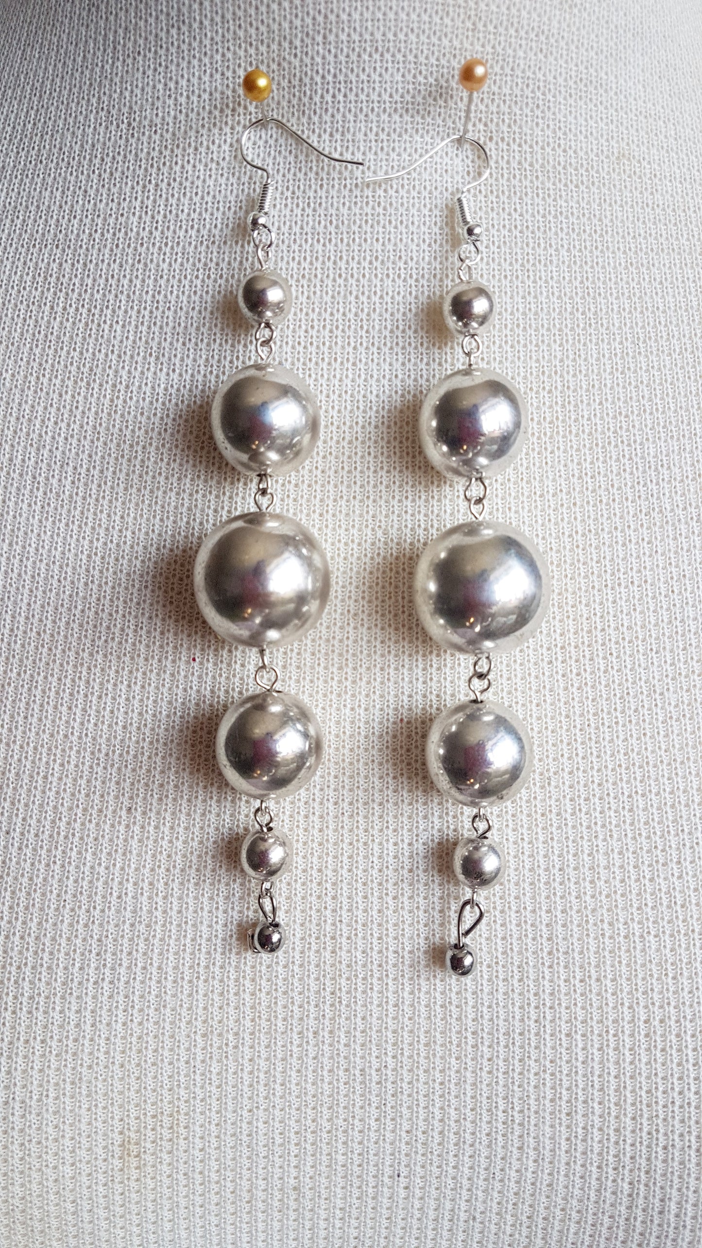 Silver Ball Dangle Earrings