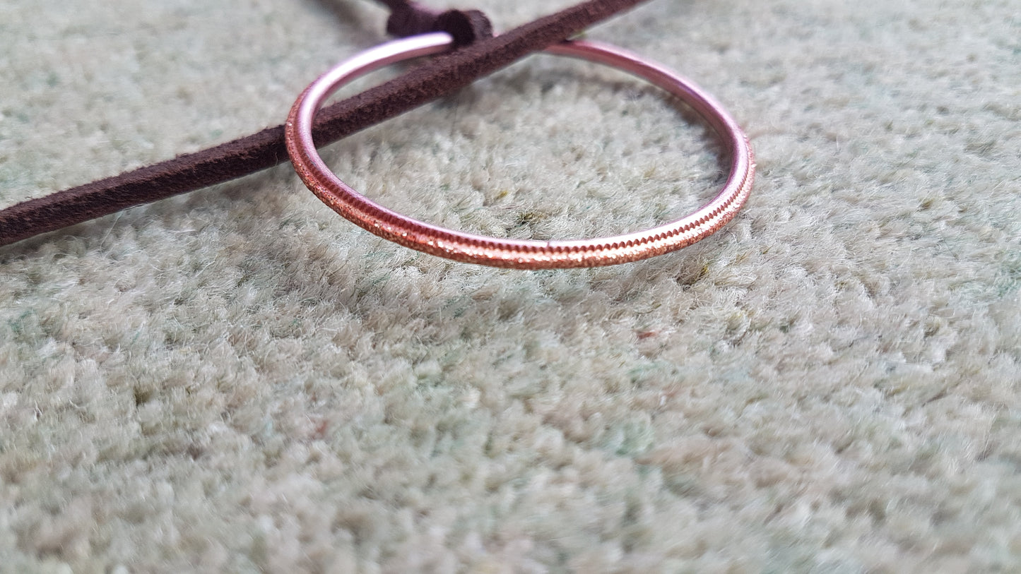 Leather Lasso And Pink Bead Necklace