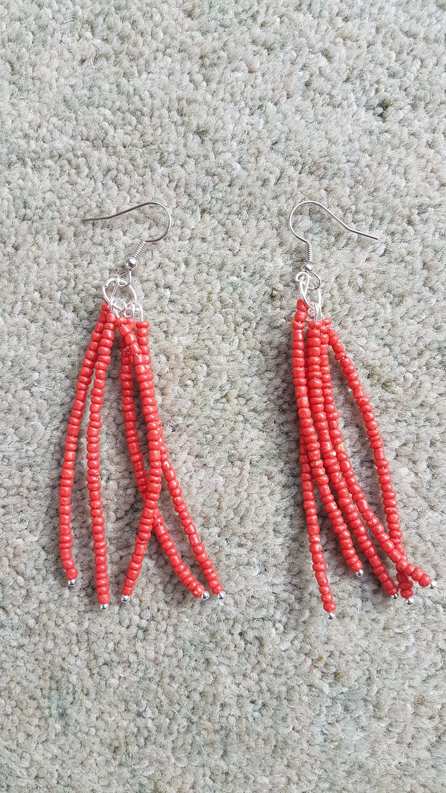 Red Seed Bead Earrings