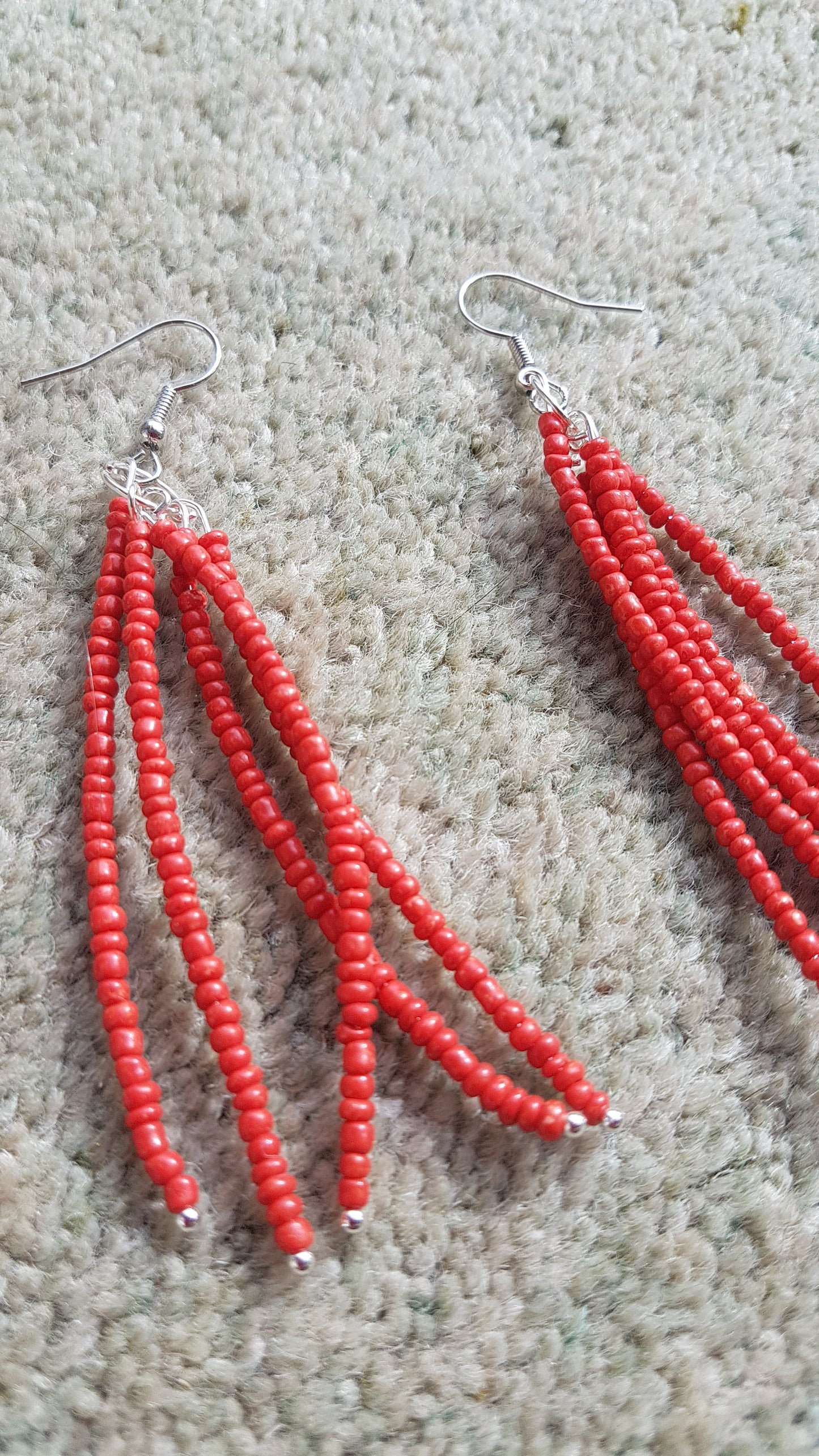 Red Seed Bead Earrings