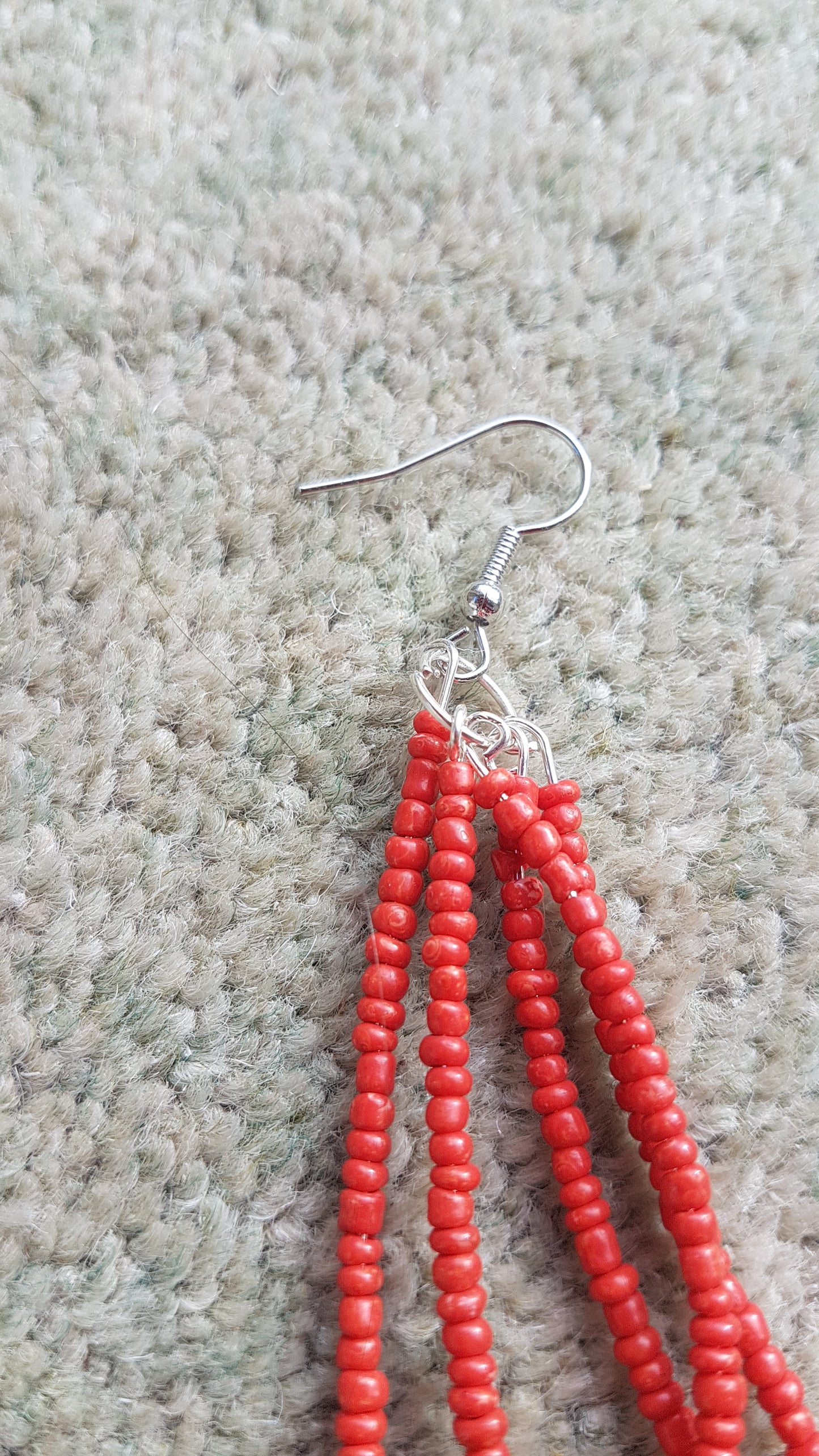 Red Seed Bead Earrings