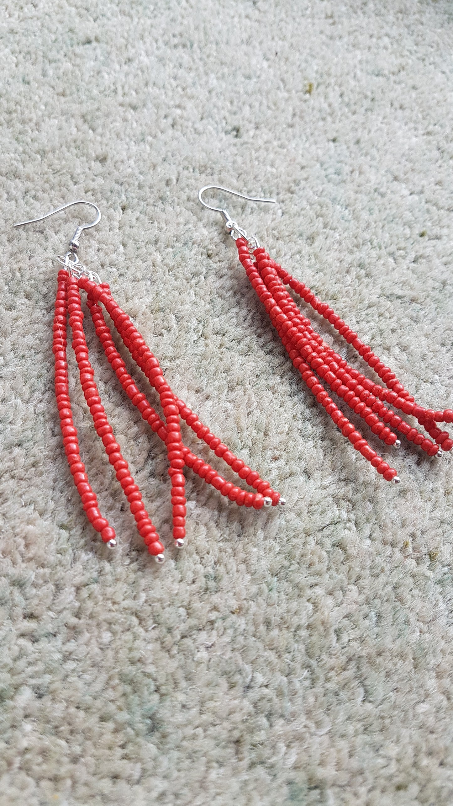 Red Seed Bead Earrings