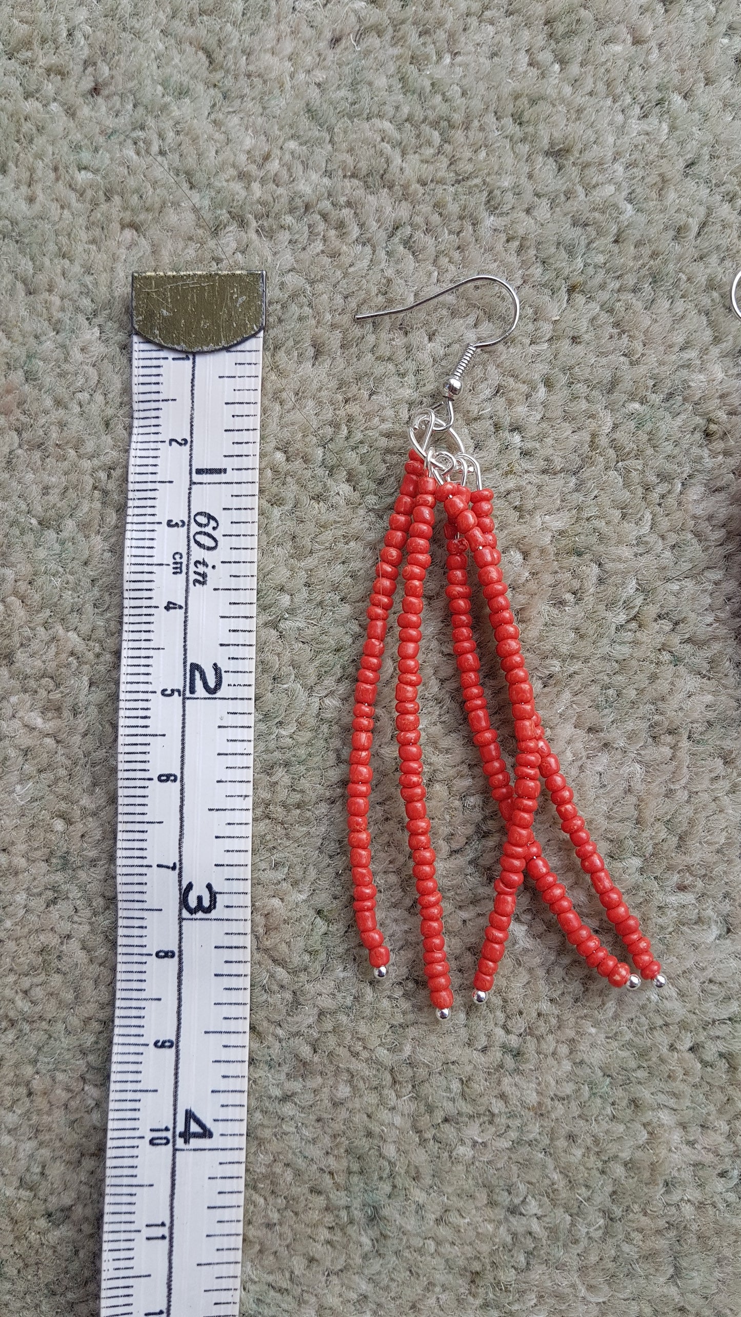 Red Seed Bead Earrings