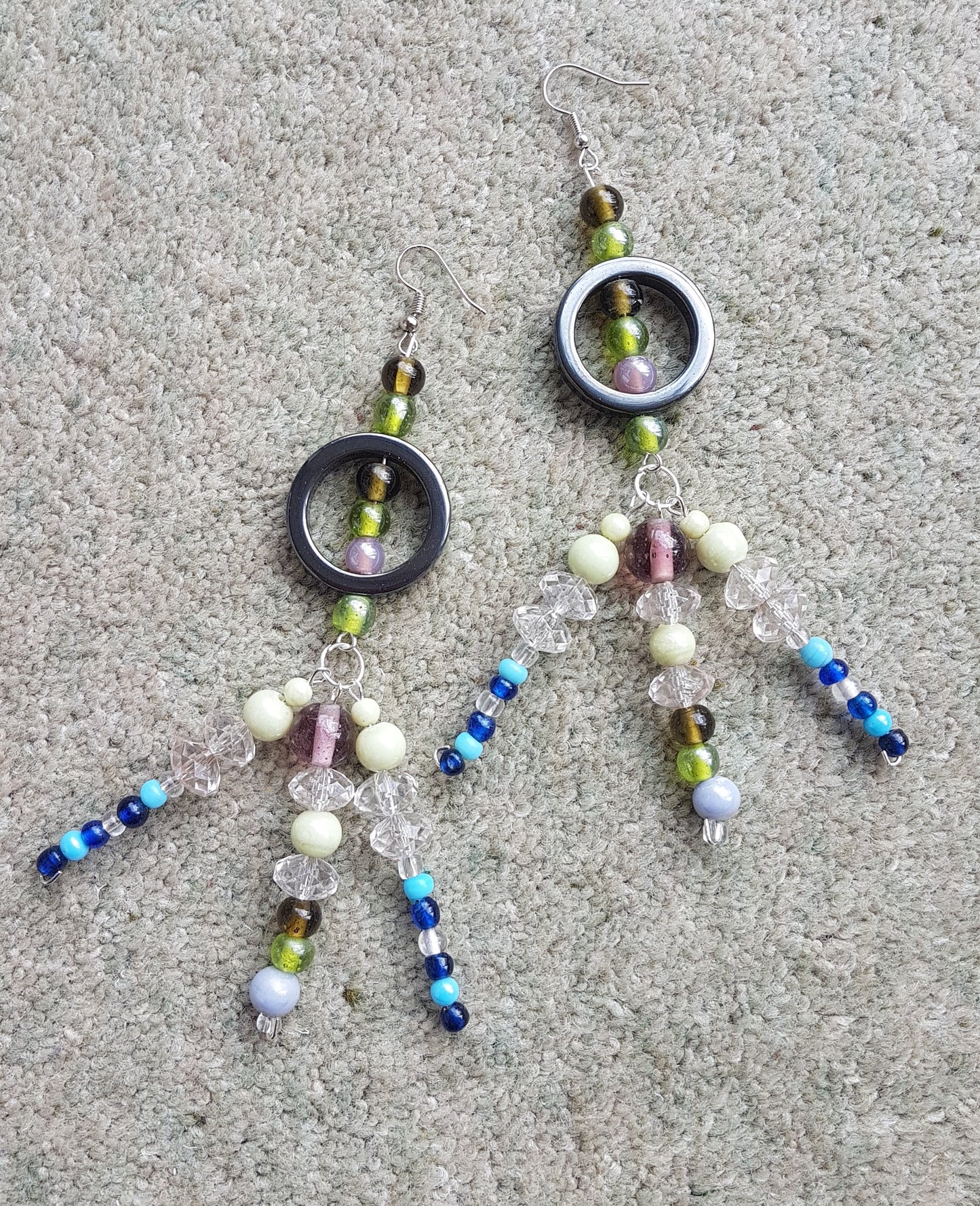 Multi Coloured Bead Dangle Earrings