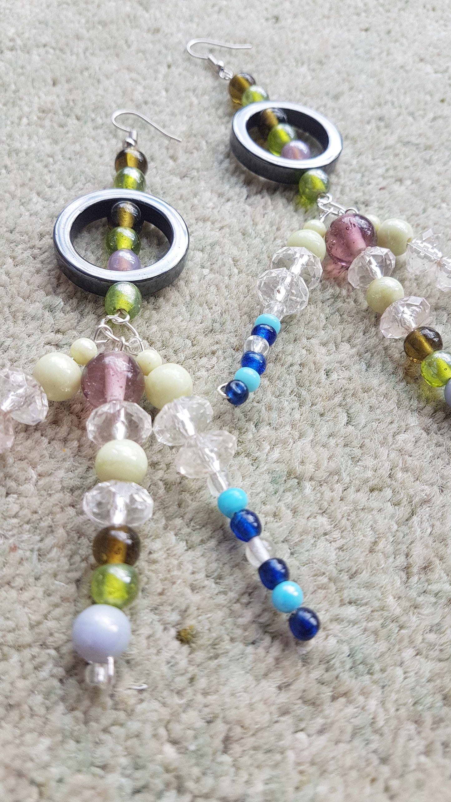 Multi Coloured Bead Dangle Earrings