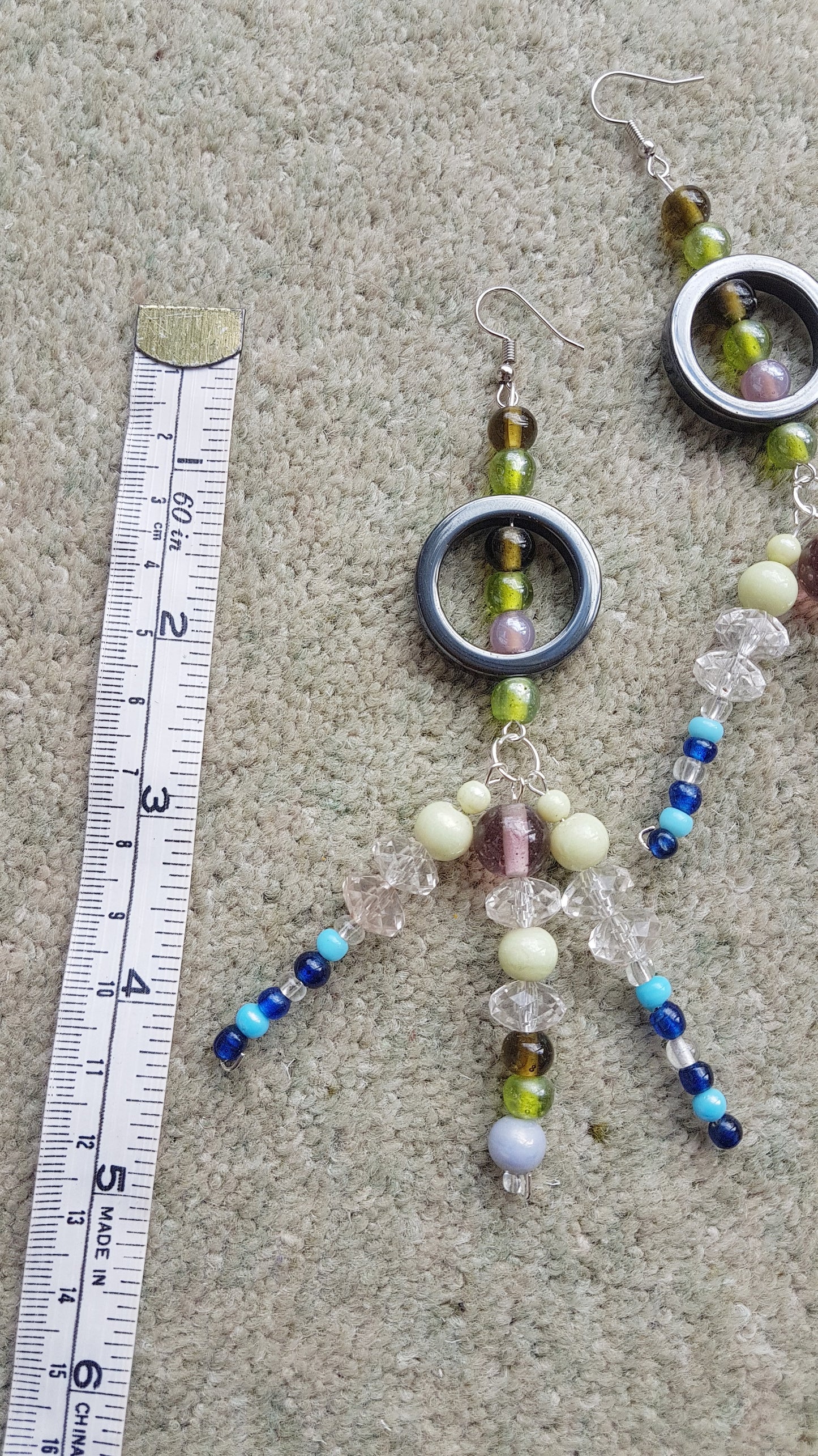 Multi Coloured Bead Dangle Earrings