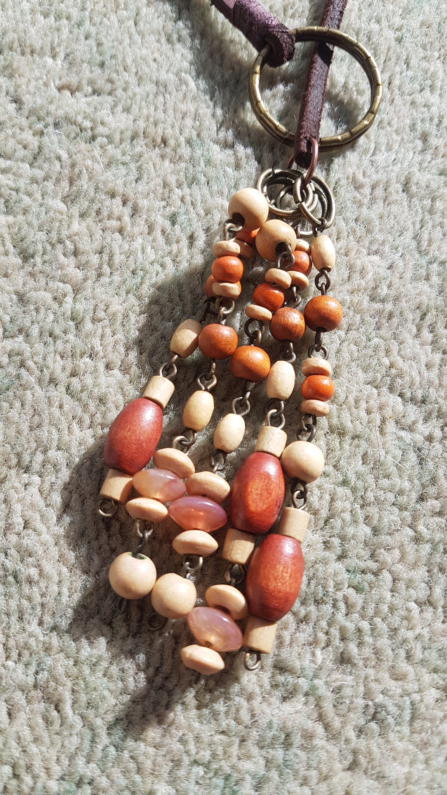 Leather Lasso And Wooden Bead Necklace