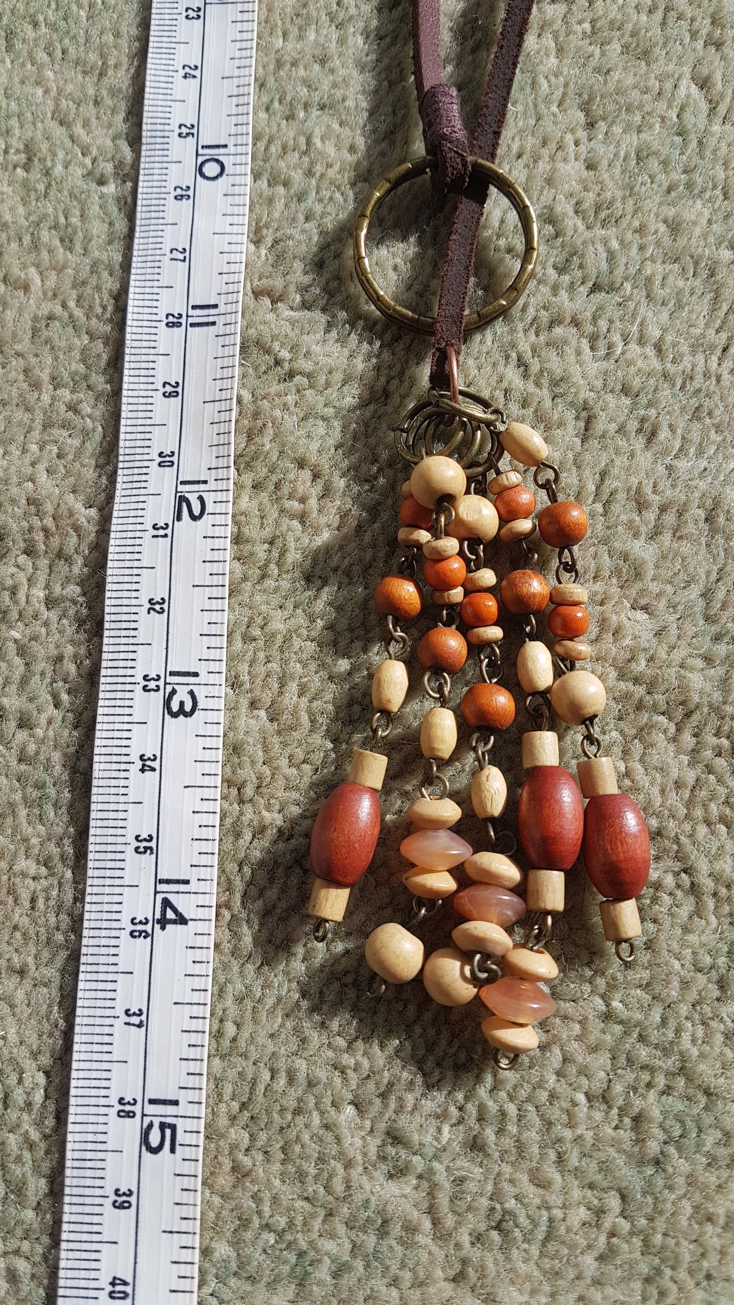 Leather Lasso And Wooden Bead Necklace