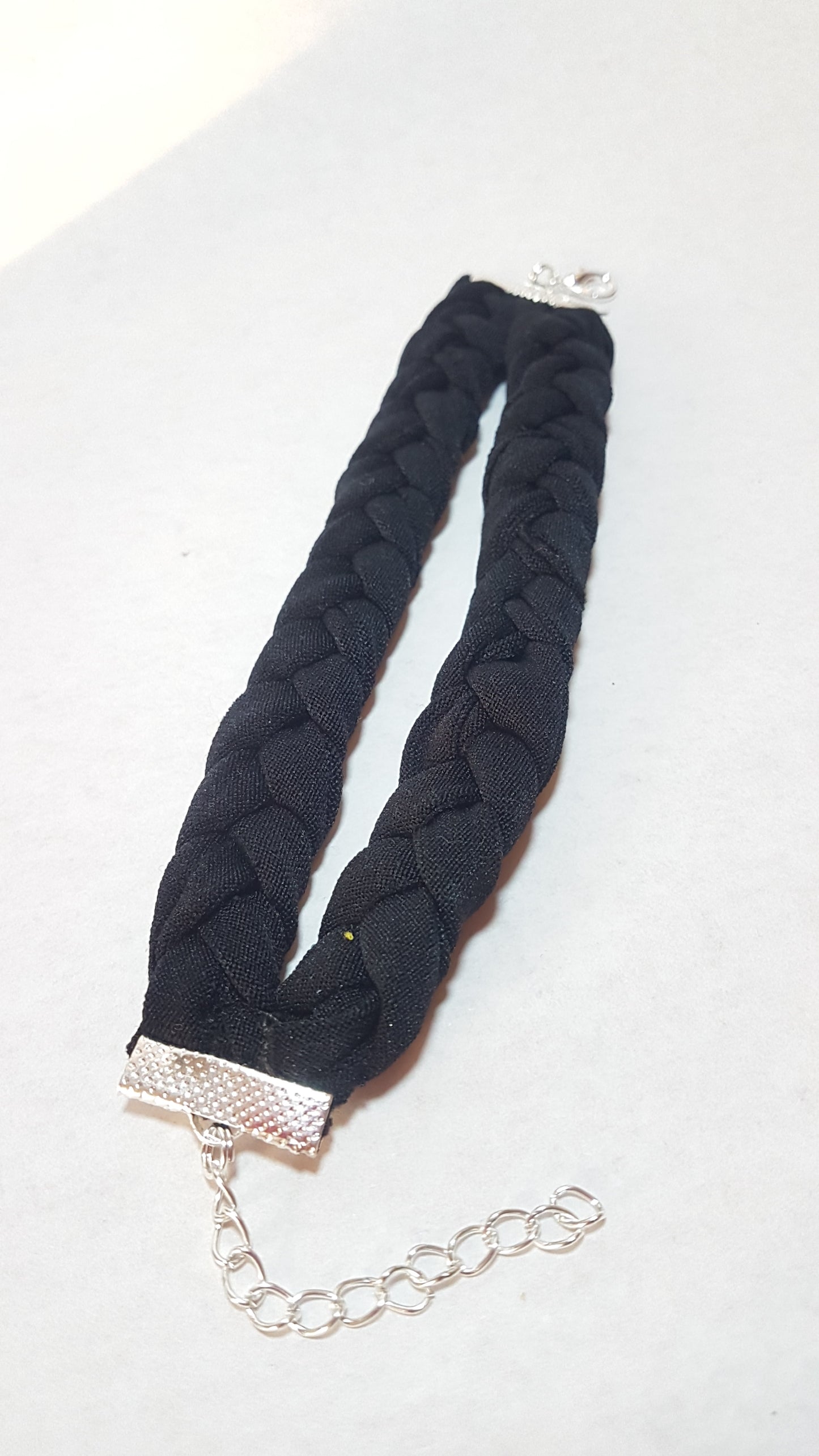 Black Braided Two Strand Silver Bracelet