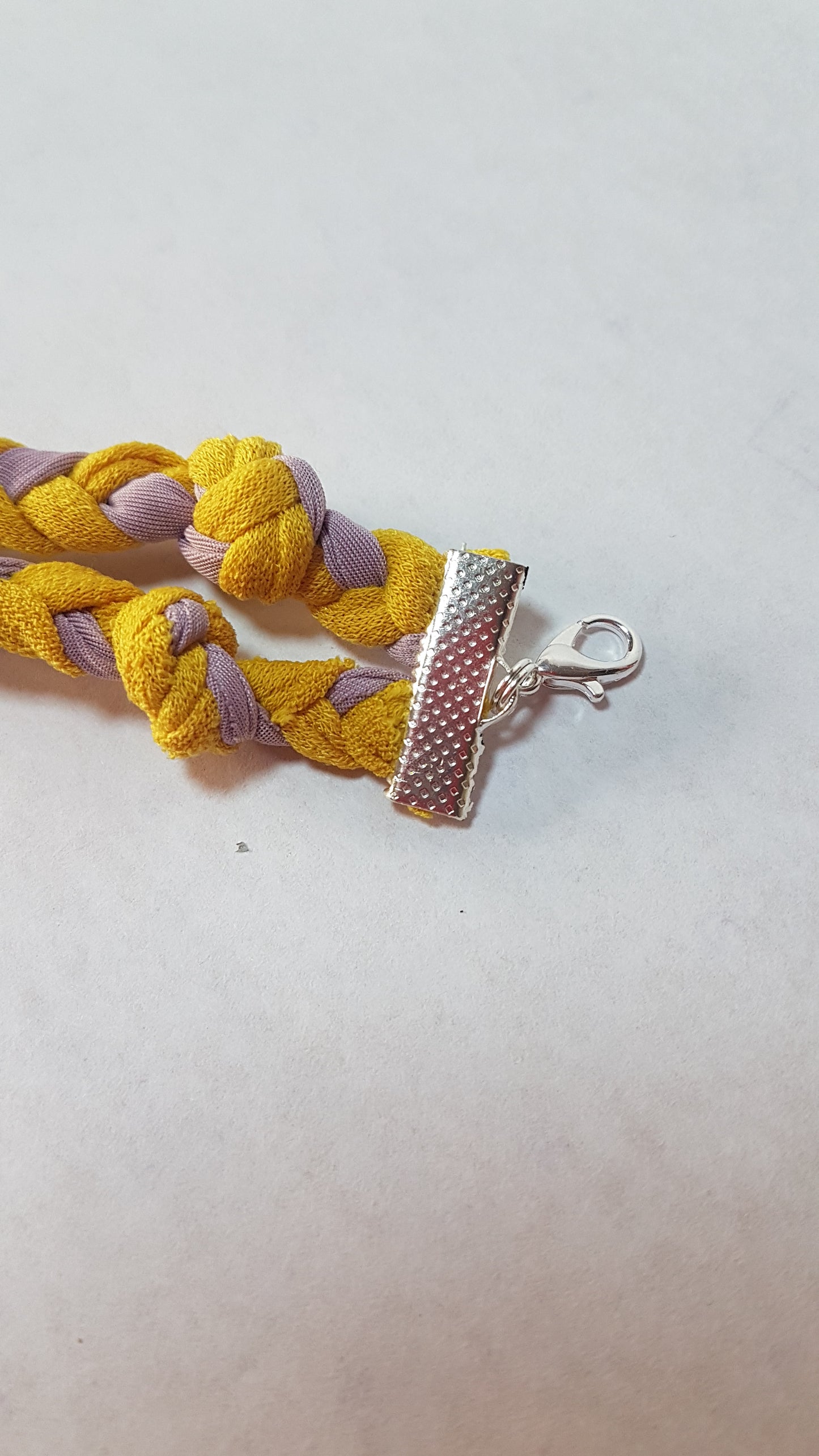 Yellow Pink Braided Two Strand Silver Bracelet