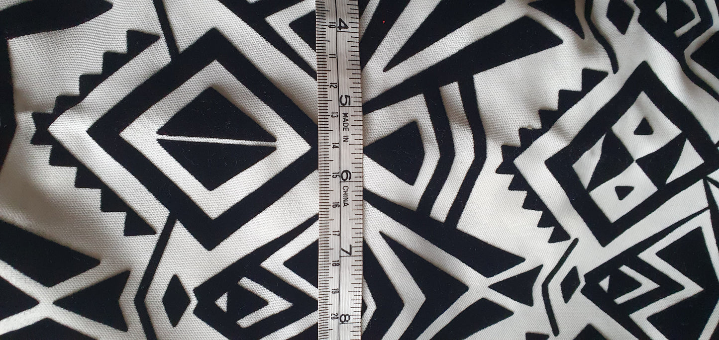 Stretch Mid Weight Black And White Abstract Geometric Remnant