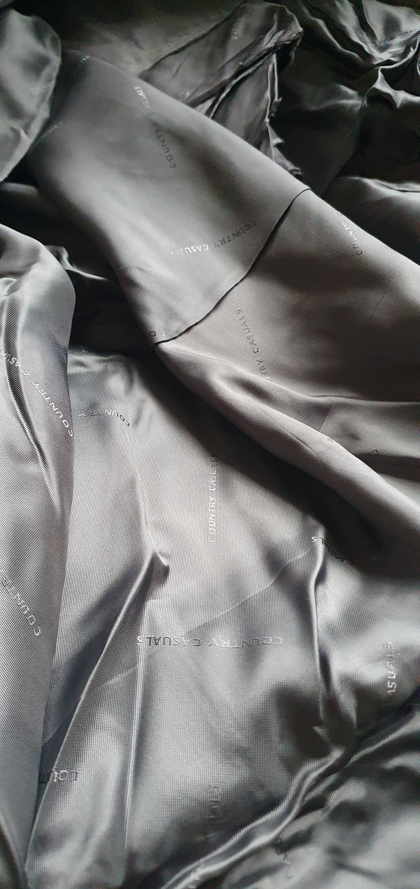 Slate Grey Satin Light Weight Lining Fabric 'Country Casuals' Per Metre