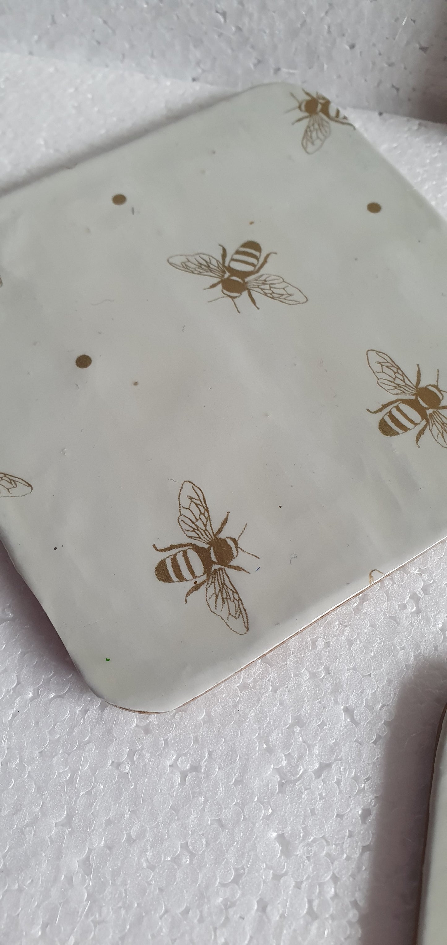 Decoupage Off White Gold Bee Coasters Set Of Four Home Decor Gift