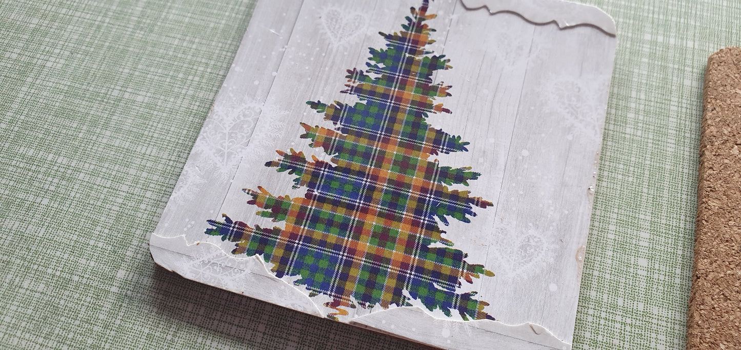 Single Mix And Match Coaster Christmas Tree Tartan Winter Home Decor Gift