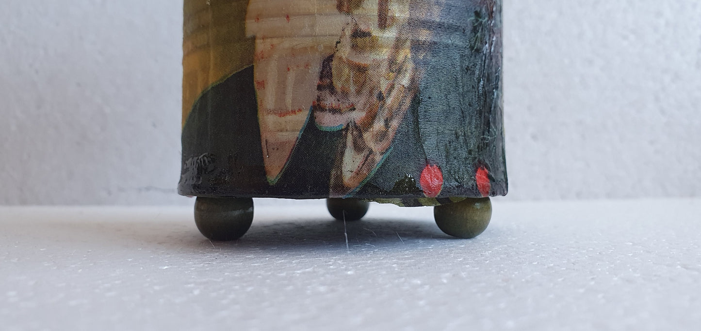 Upcycle Tin Can Desk Tidy Planter Autumn Barn Owl Pattern Decoupage Hand Decorated Home Decor Gift