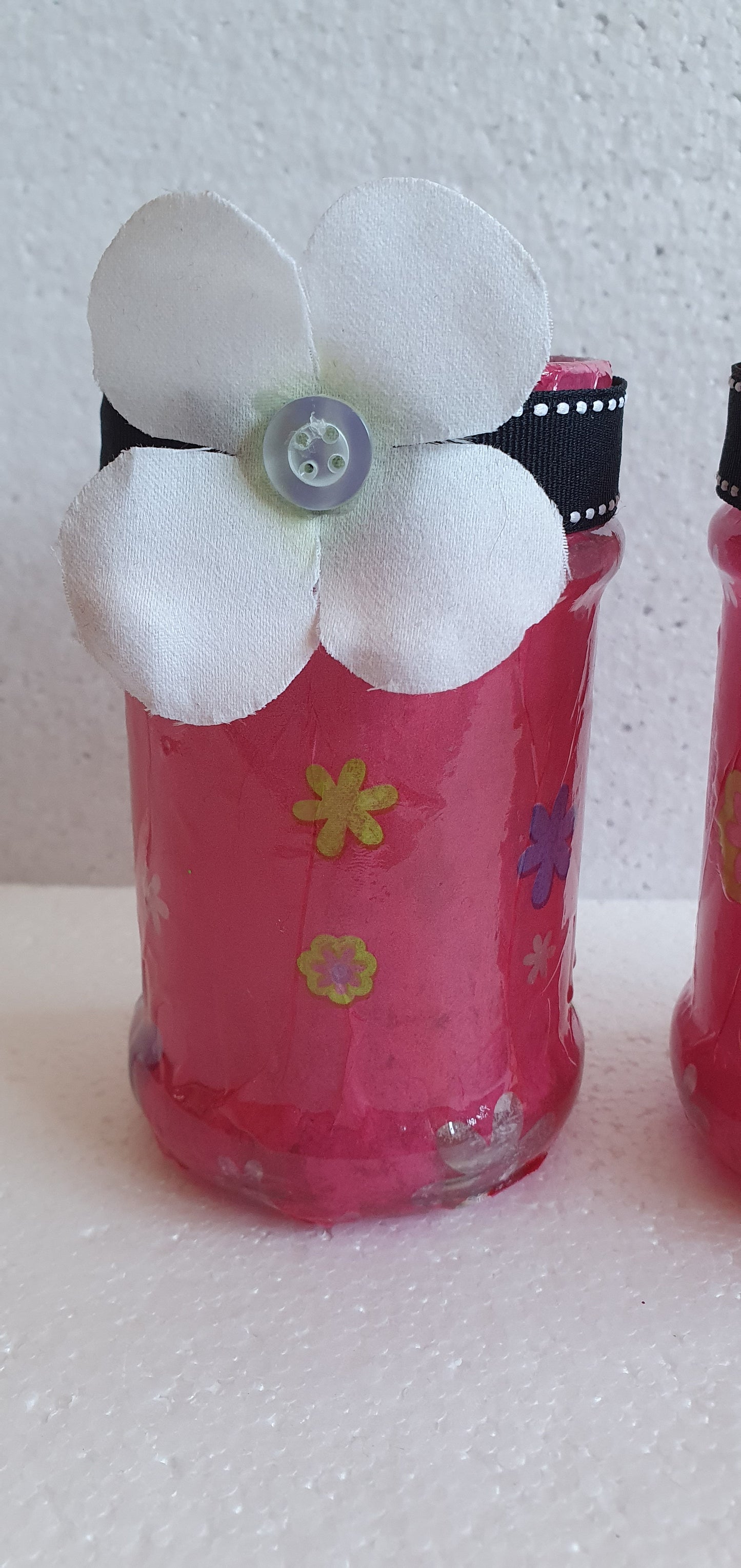 Set Of 2 Pink Flower Hand Decorated Desk Tidy Set Of Two Home Decor Gift