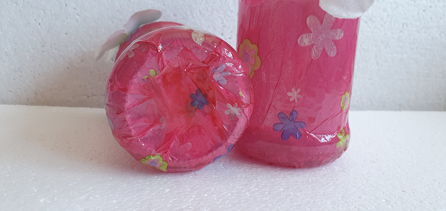 Set Of 2 Pink Flower Hand Decorated Desk Tidy Set Of Two Home Decor Gift
