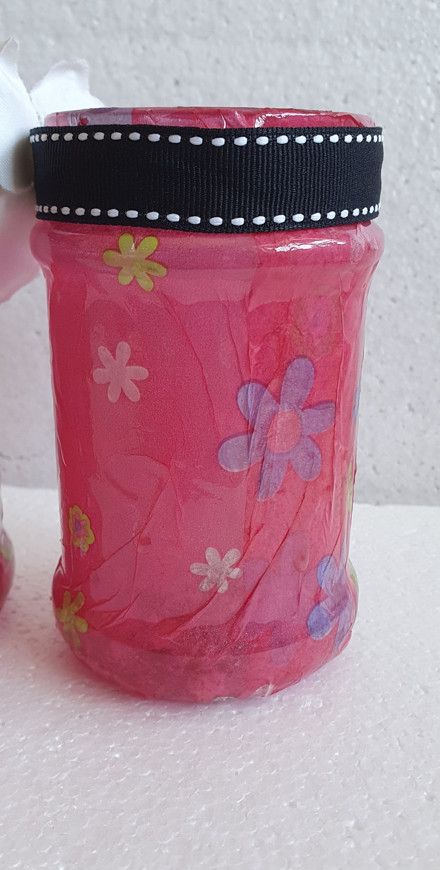 Set Of 2 Pink Flower Hand Decorated Desk Tidy Set Of Two Home Decor Gift