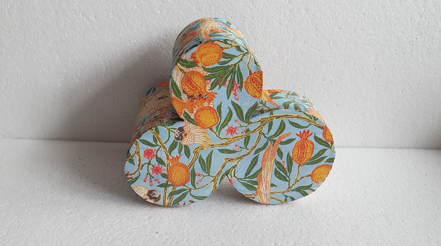 Upcycle Tin Can Desk Tidy Set Of Three Cockatoo Orange Blue Pattern Decoupage Hand Decorated Home Decor Gift