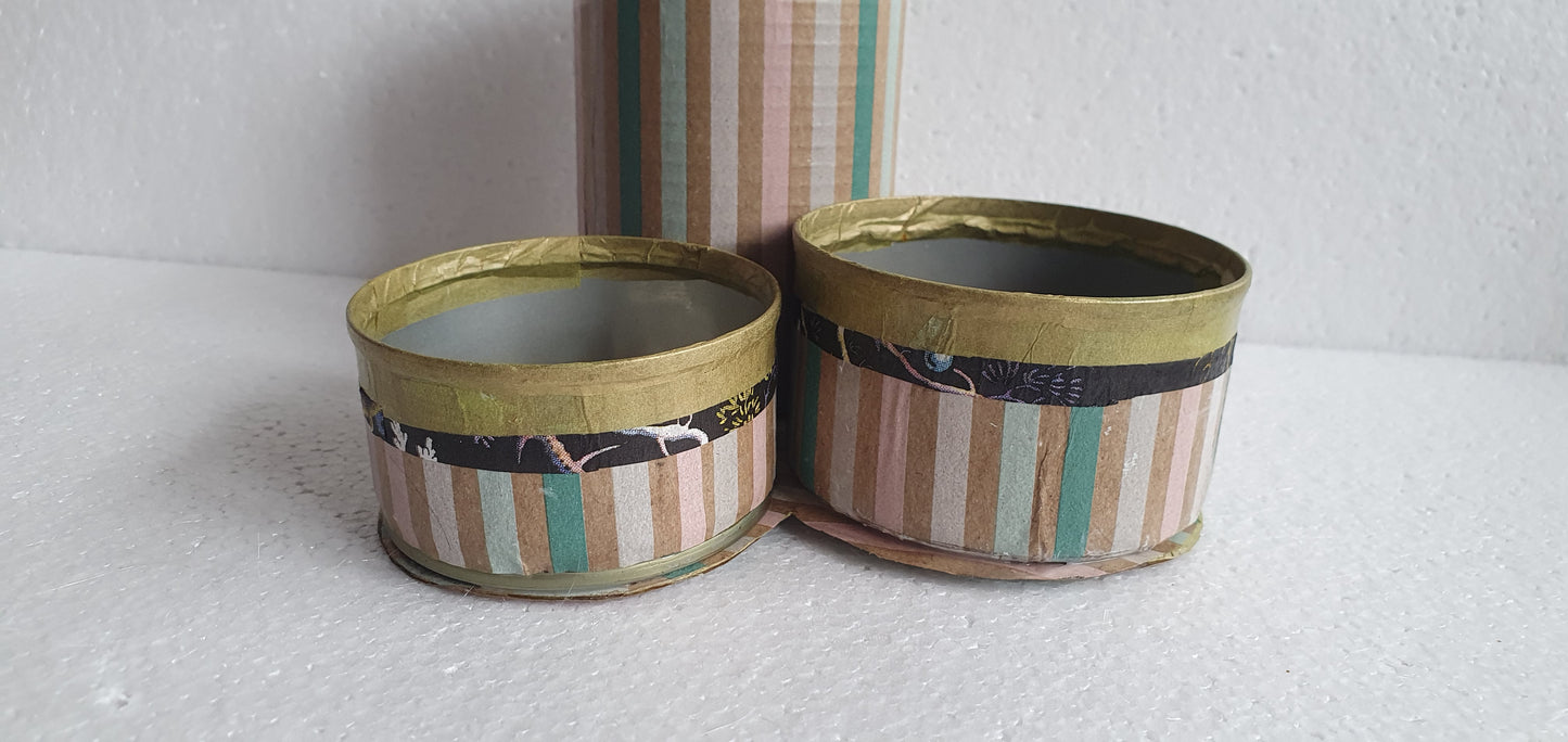 Upcycle Tin Can Desk Tidy Set Of Three Multi Pattern Pink Black Gold Decoupage Hand Decorated Home Decor Gift
