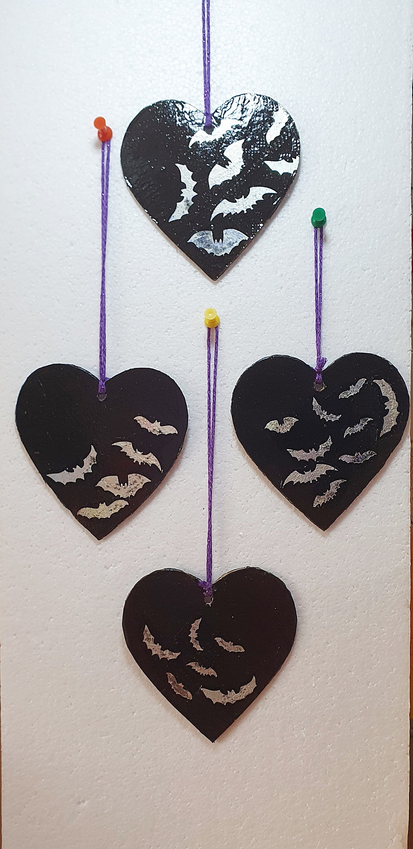 Decoupage Bats Silver Black Halloween Window Hanging Home Decor