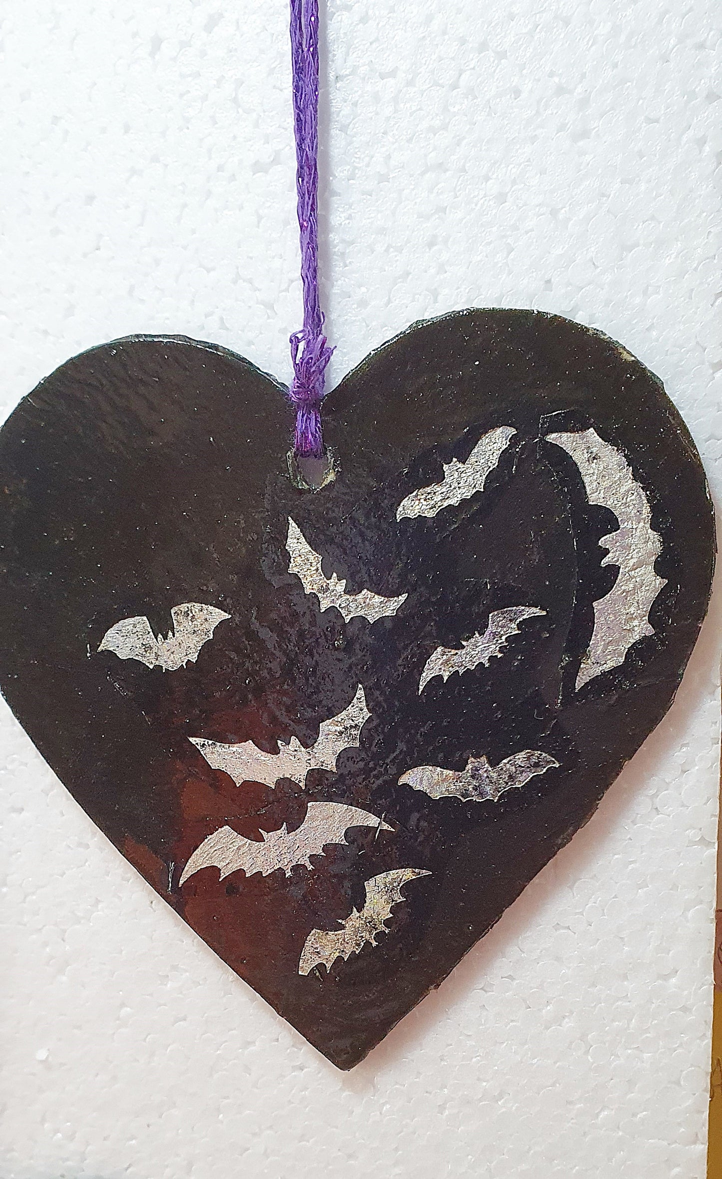 Decoupage Bats Silver Black Halloween Window Hanging Home Decor
