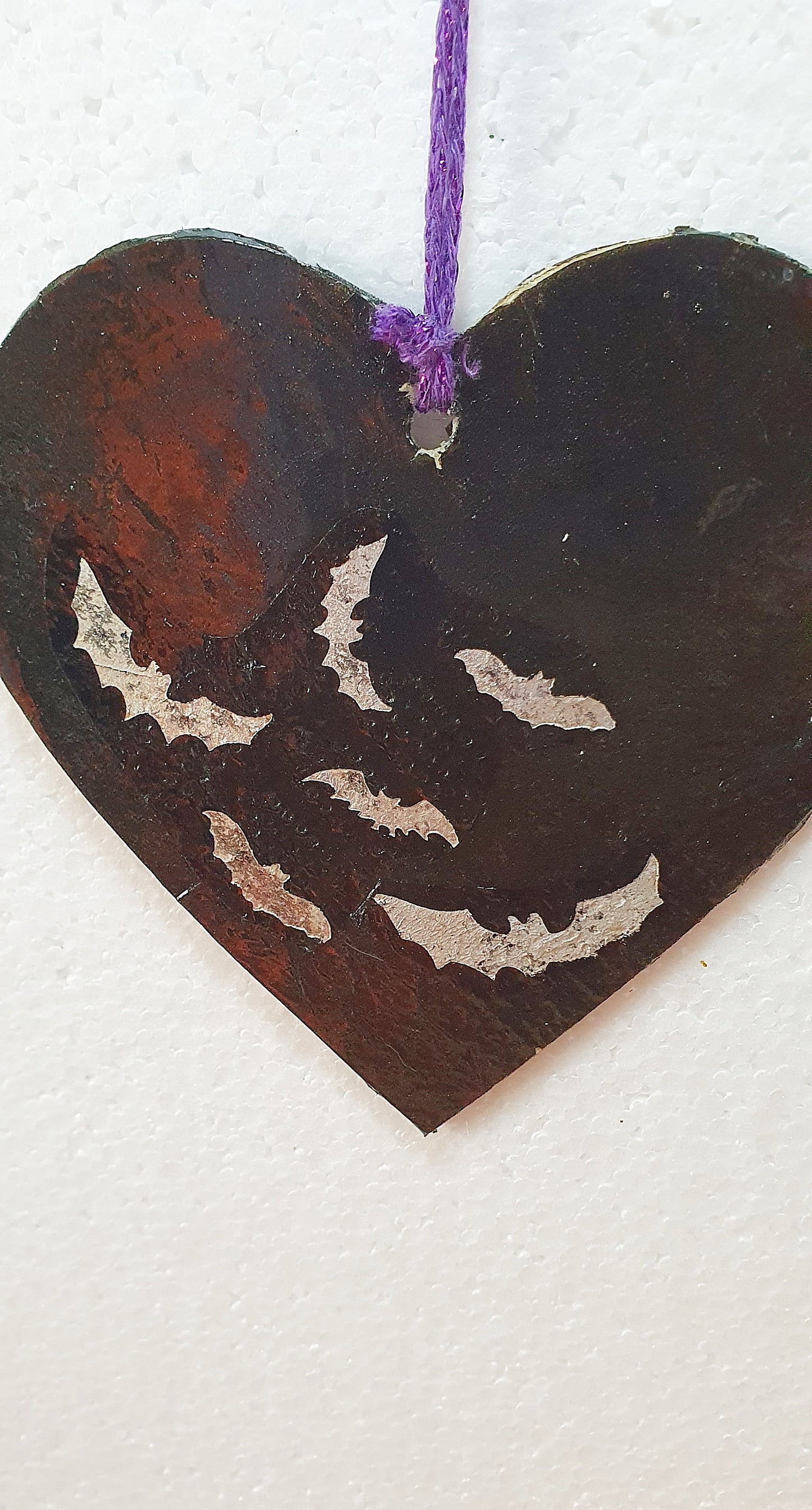 Decoupage Bats Silver Black Halloween Window Hanging Home Decor