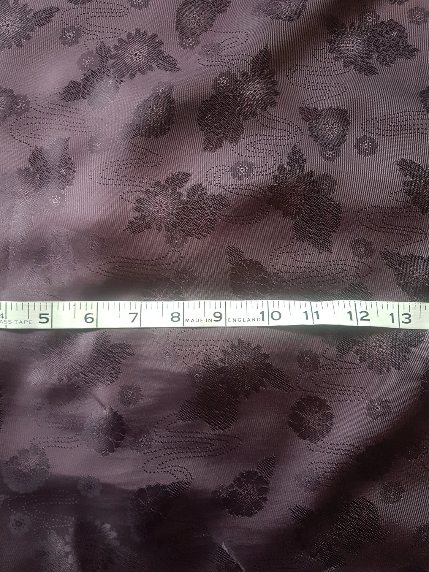 Aubergine Purple Fabric Floral Satin Blend Per Metre