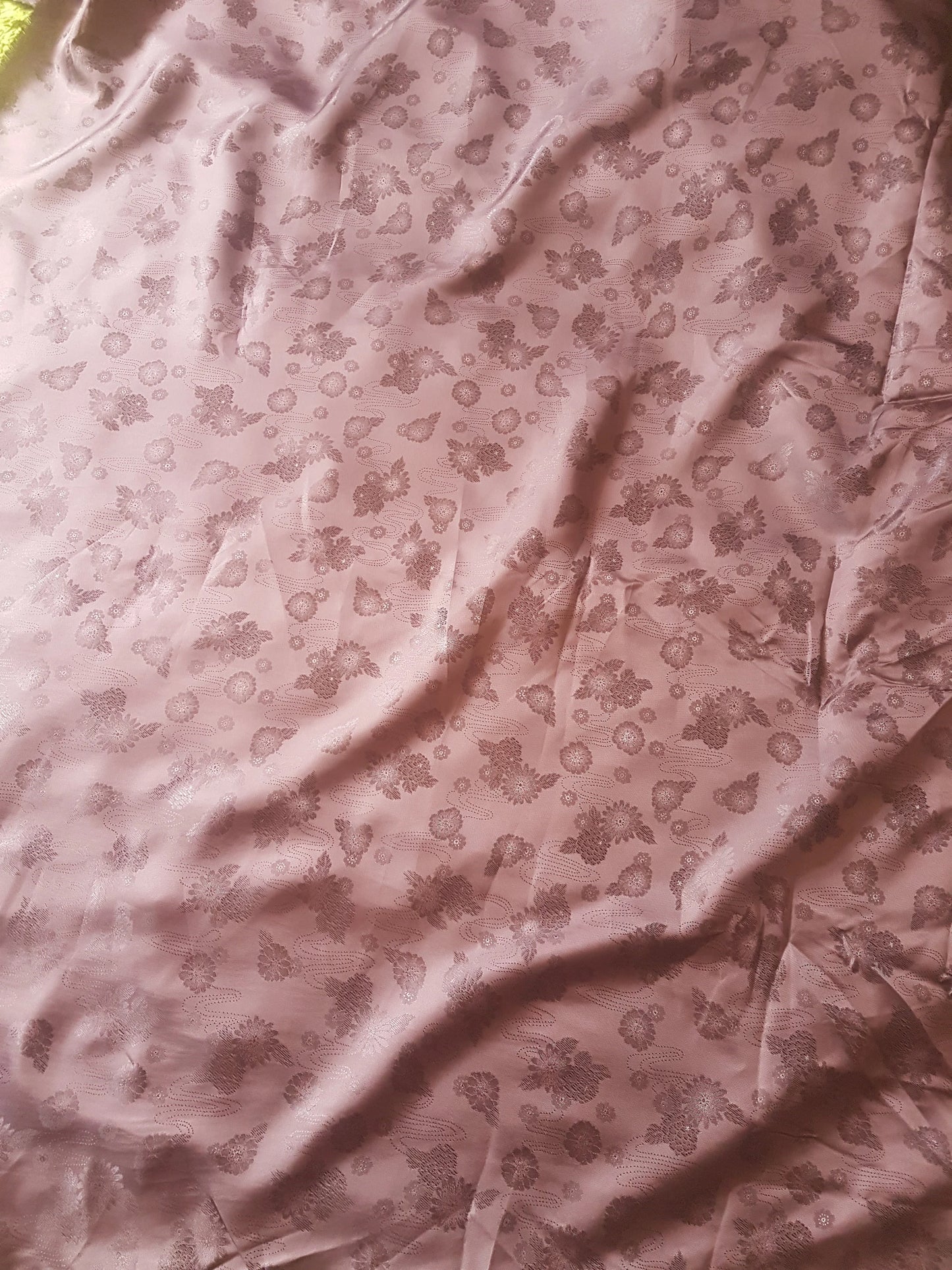 Aubergine Purple Fabric Floral Satin Blend Per Metre