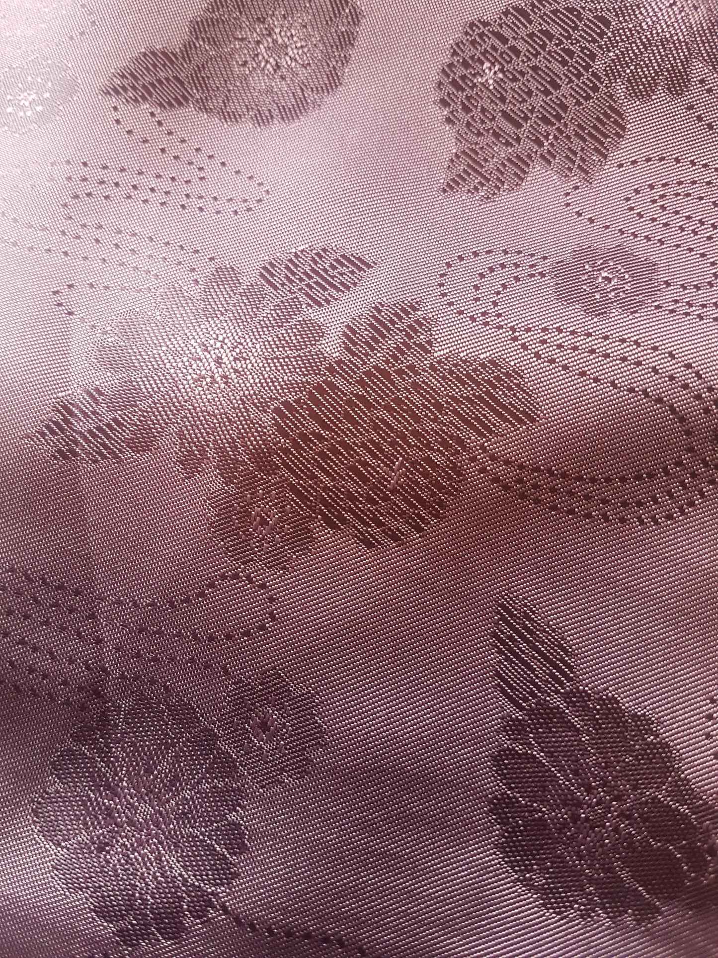 Aubergine Purple Fabric Floral Satin Blend Per Metre