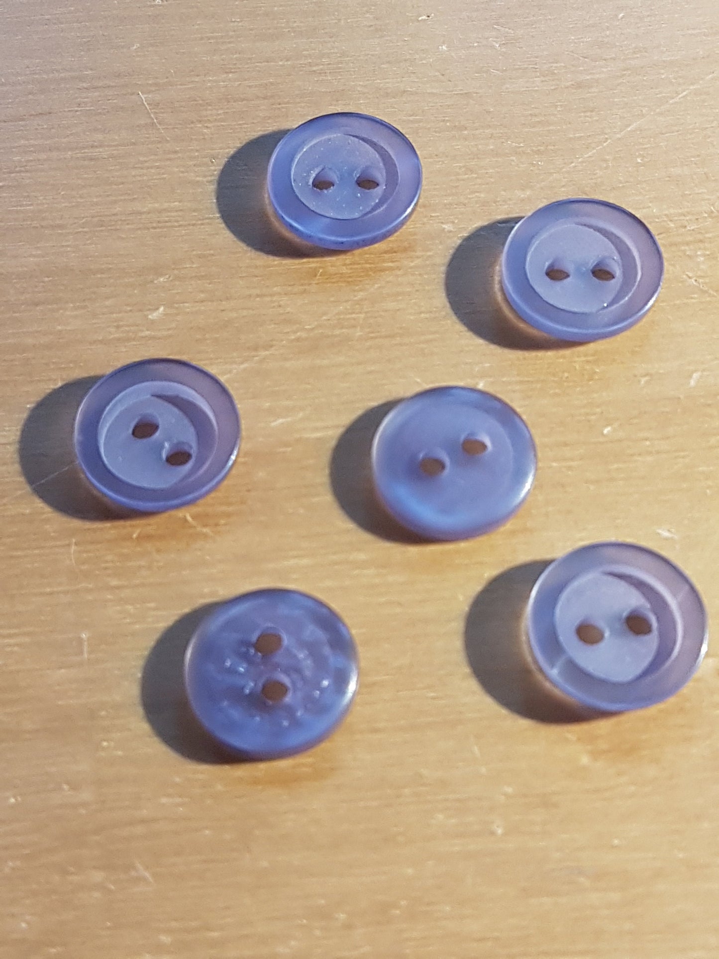 6 Round Buttons Lilac Lavender Purple Plastic 1cm
