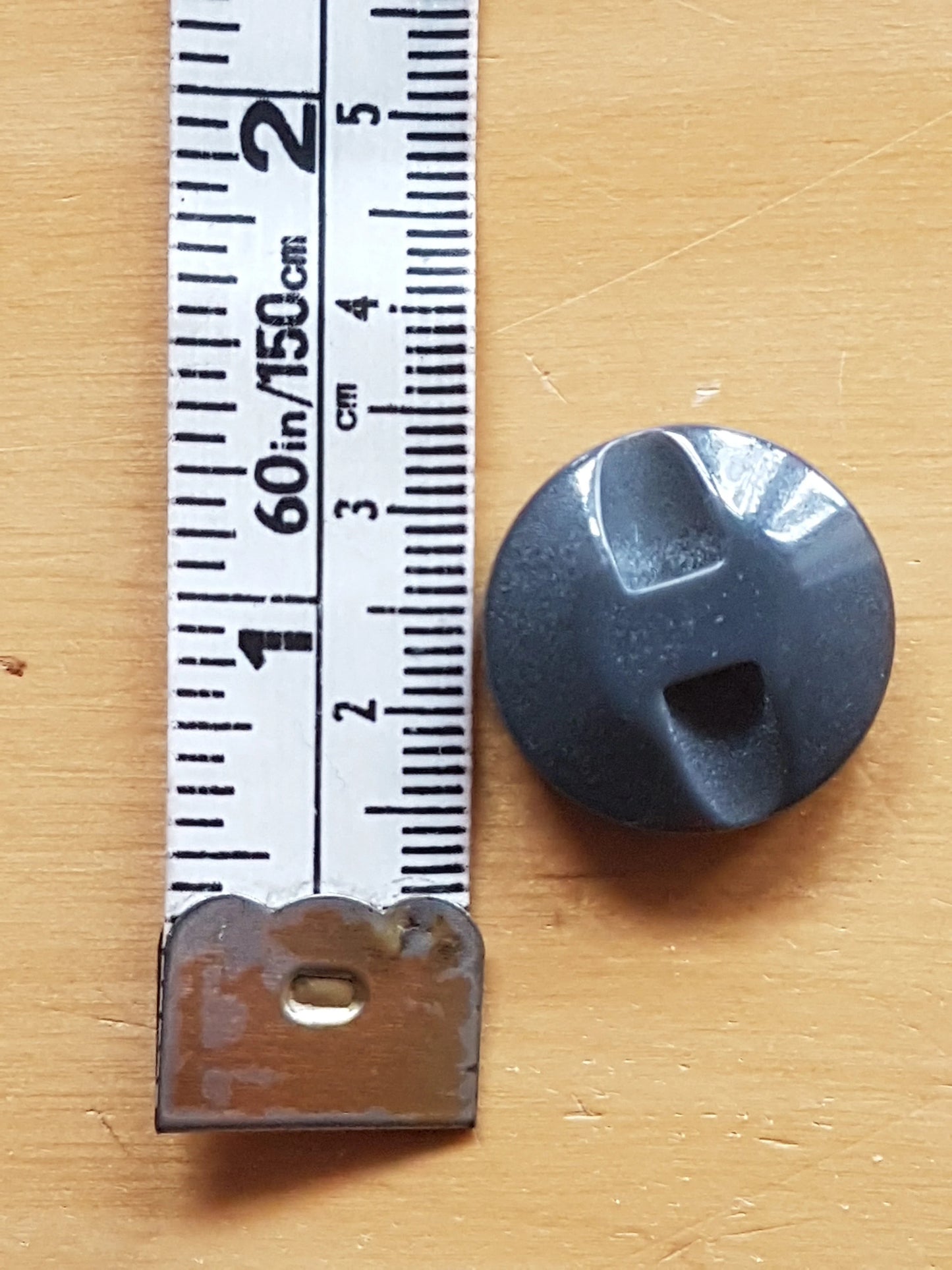 7 Round Retro Buttons Dark Grey Plastic 2.25cm