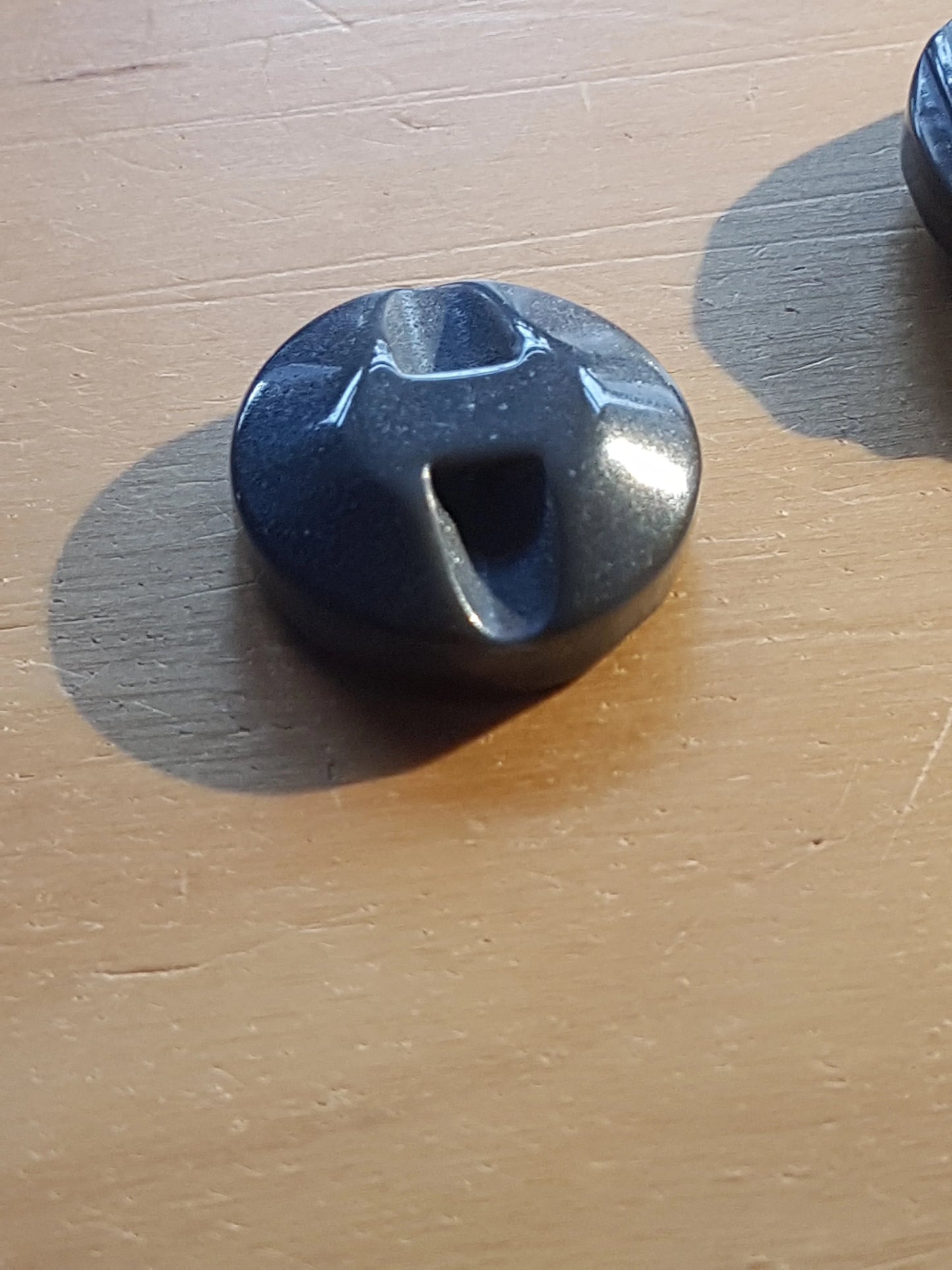 7 Round Retro Buttons Dark Grey Plastic 2.25cm
