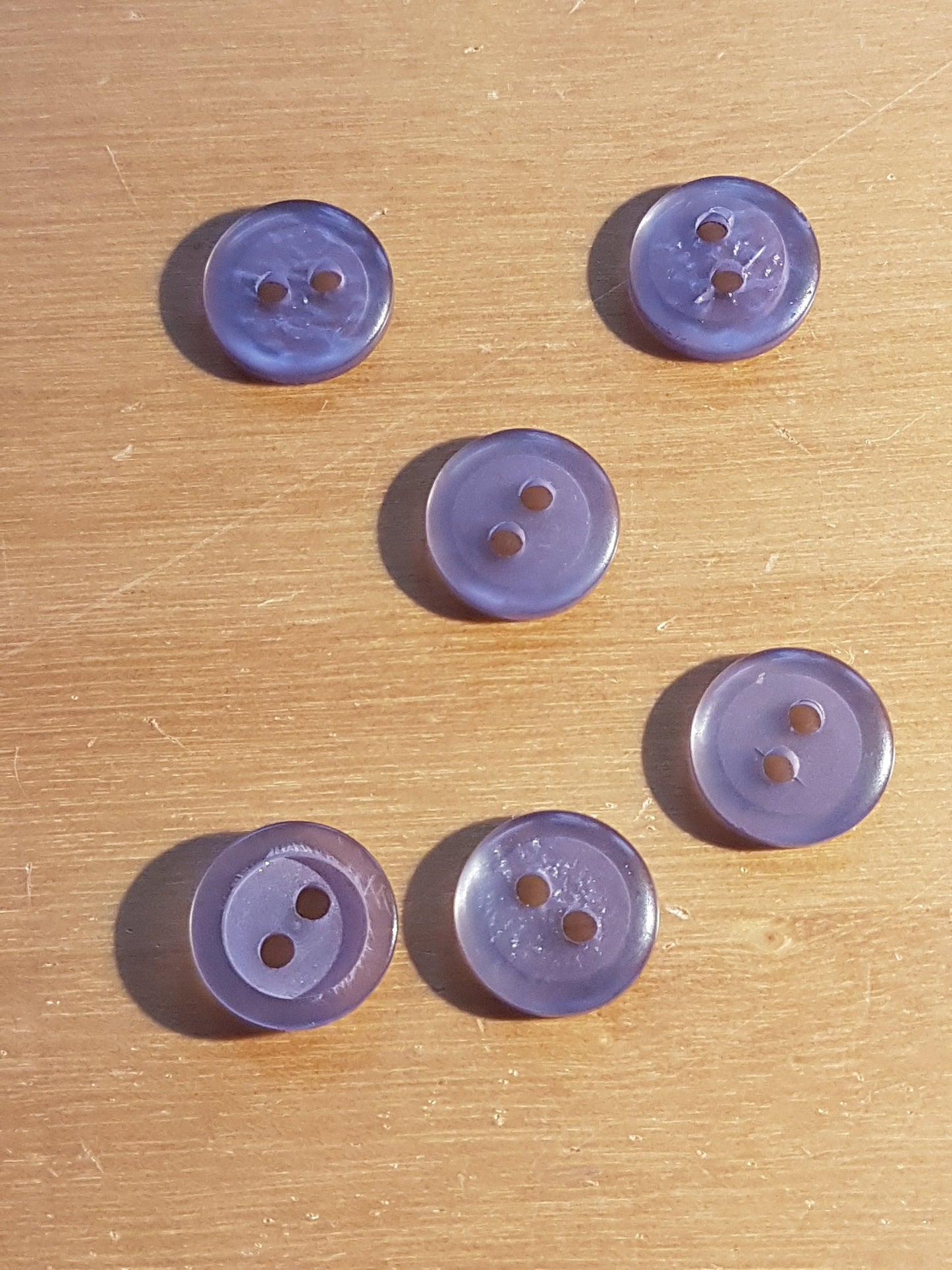 6 Round Buttons Lilac Lavender Purple Plastic 1cm