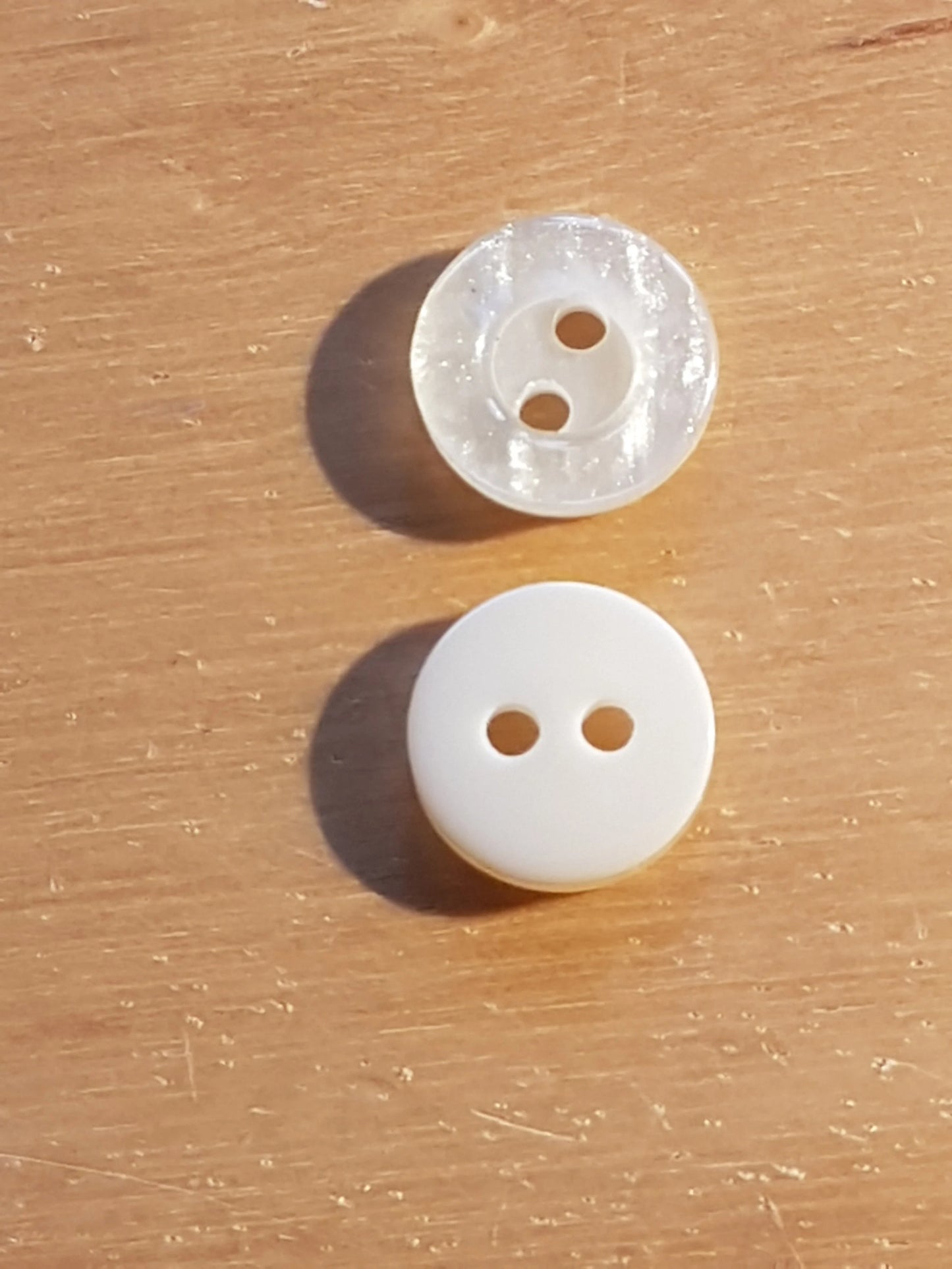 8 Small Round Plastic Cream/Pale Yellow/Pearlised Buttons 1cm