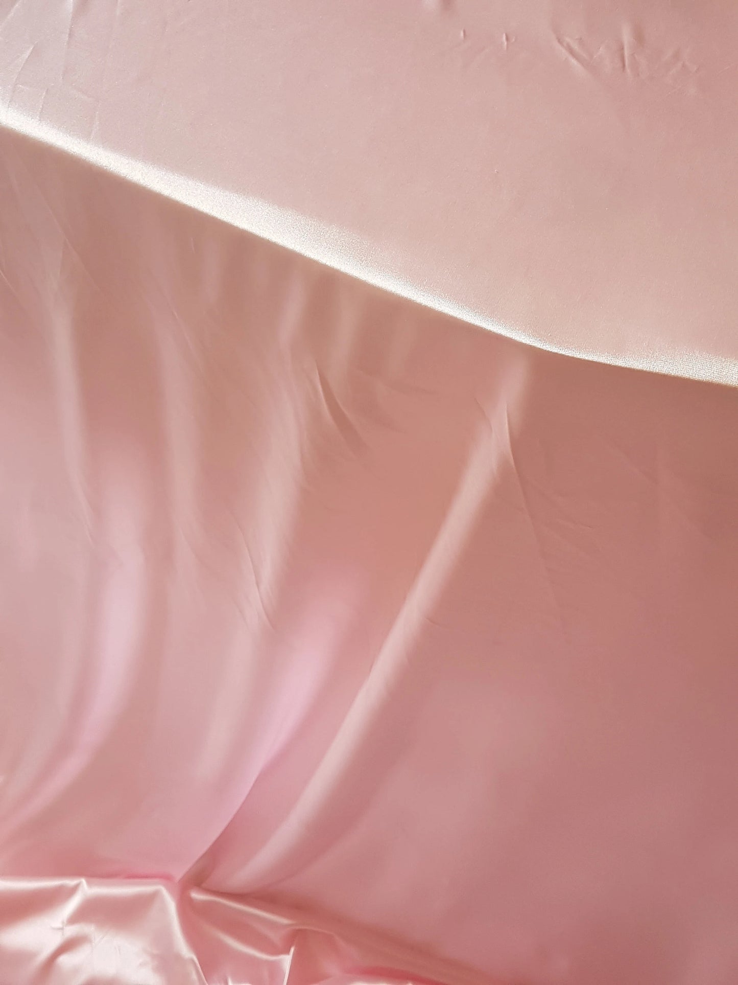 Baby Pink Mid Weight Satin Polyester Lining Fabric Man Made Blend Remnant Per Metre
