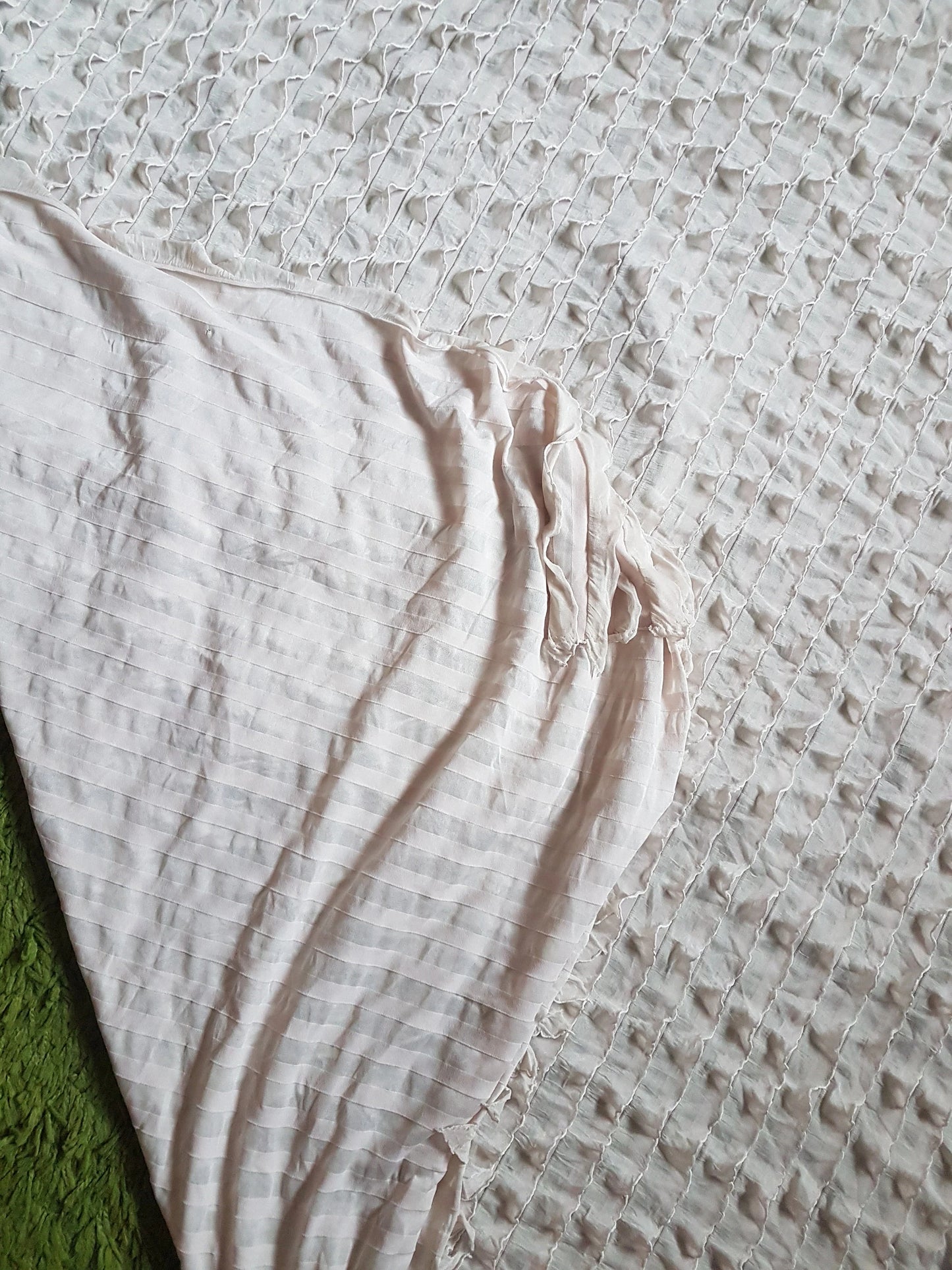 Nude Beige Frill Knit Remnant Dress Making Fabric Per 1/2 Metre