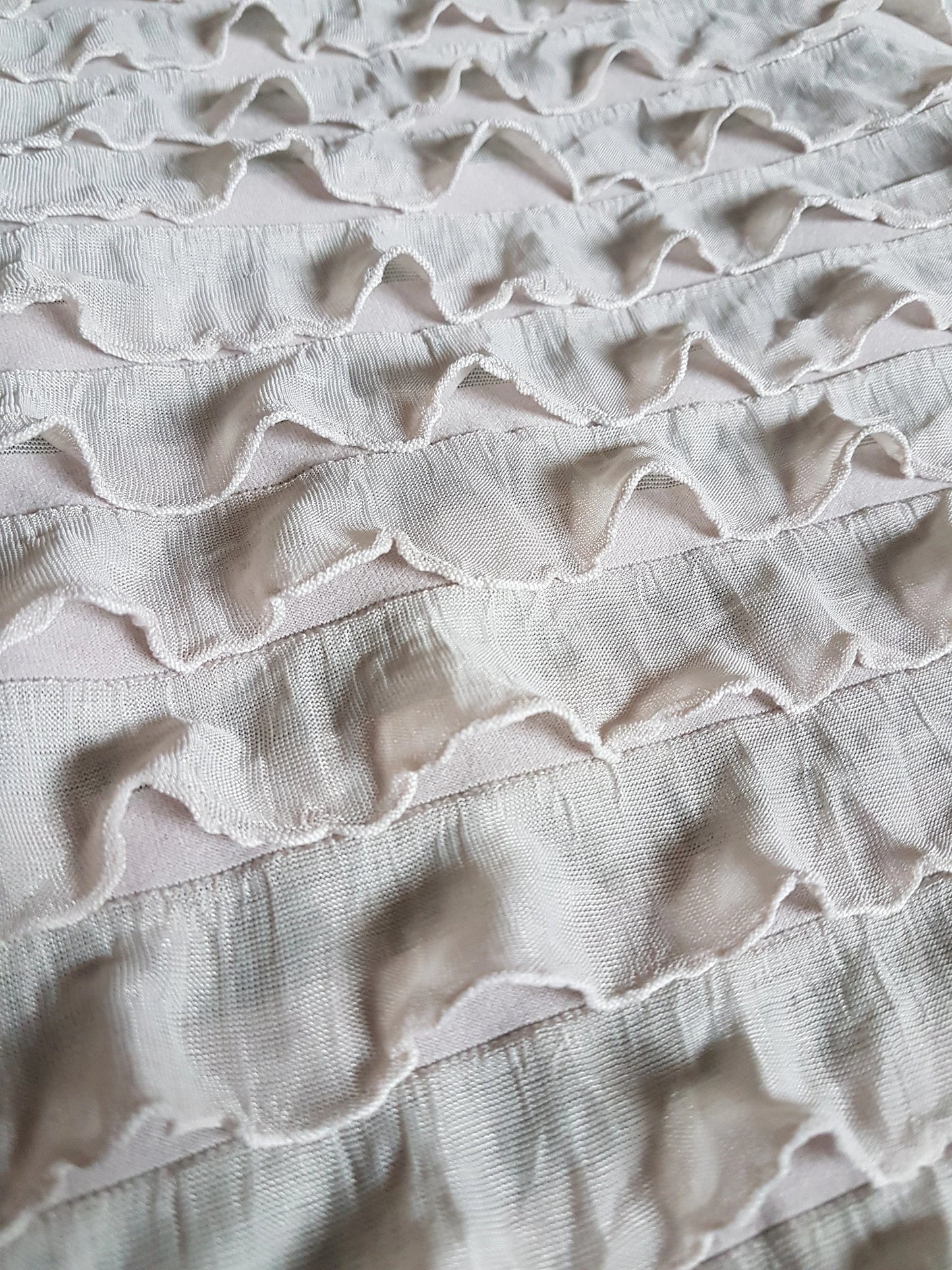 Nude Beige Frill Knit Remnant Dress Making Fabric Per 1/2 Metre