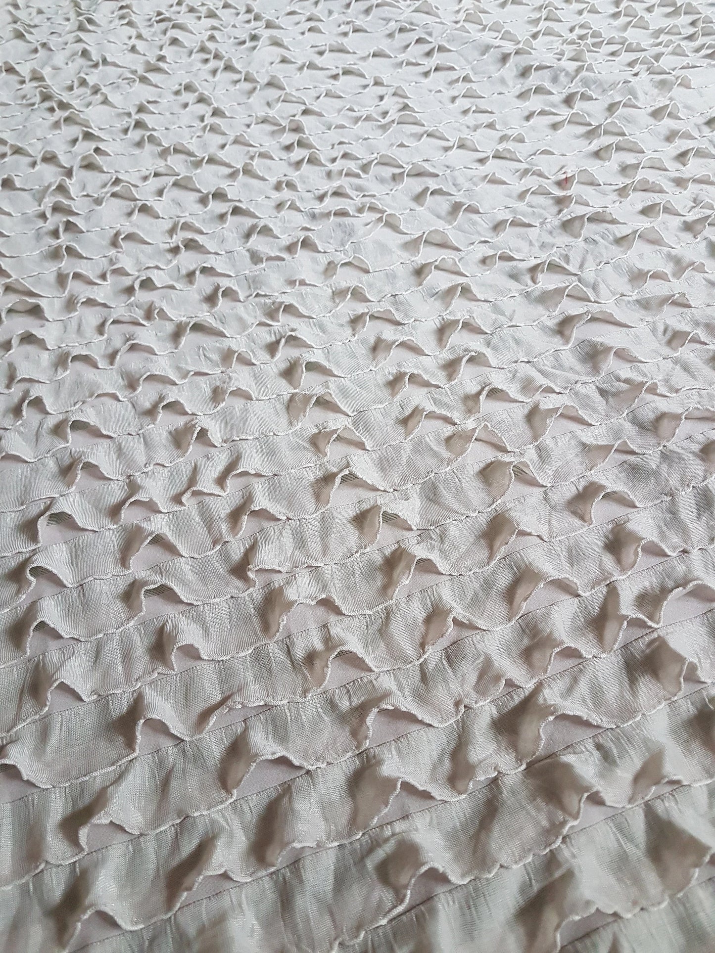 Nude Beige Frill Knit Remnant Dress Making Fabric Per 1/2 Metre