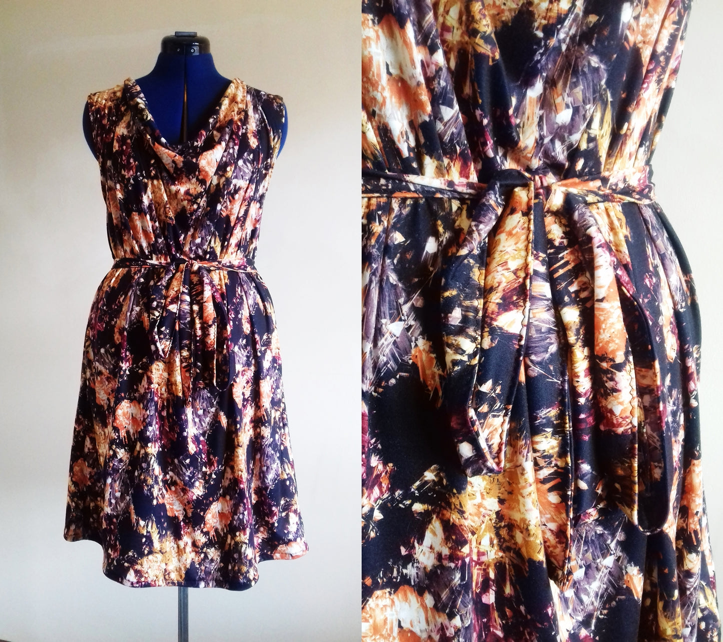 Scoop Neck Abstract Pattern Dress