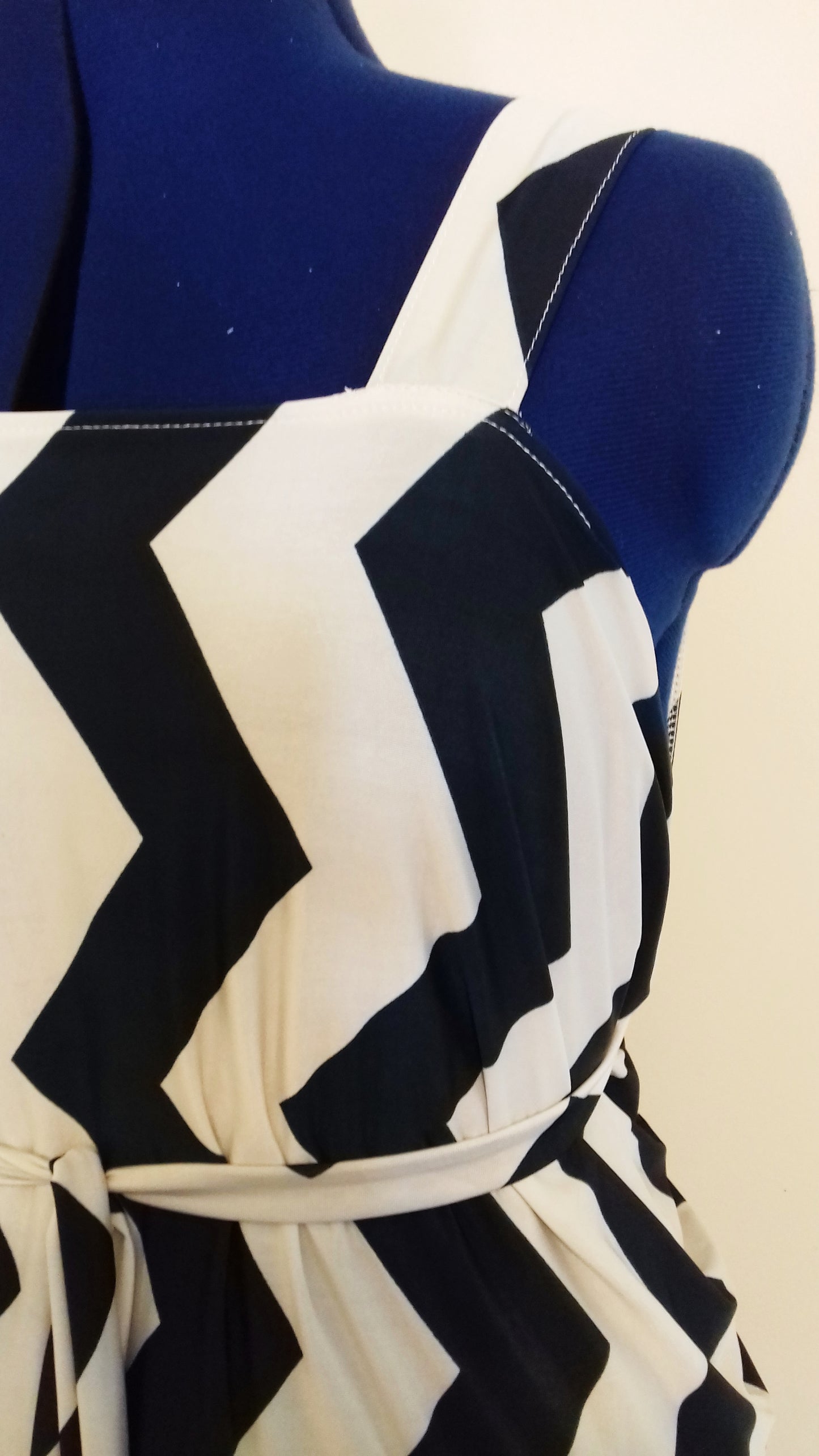 Green White Zig Zag Grecian Dress