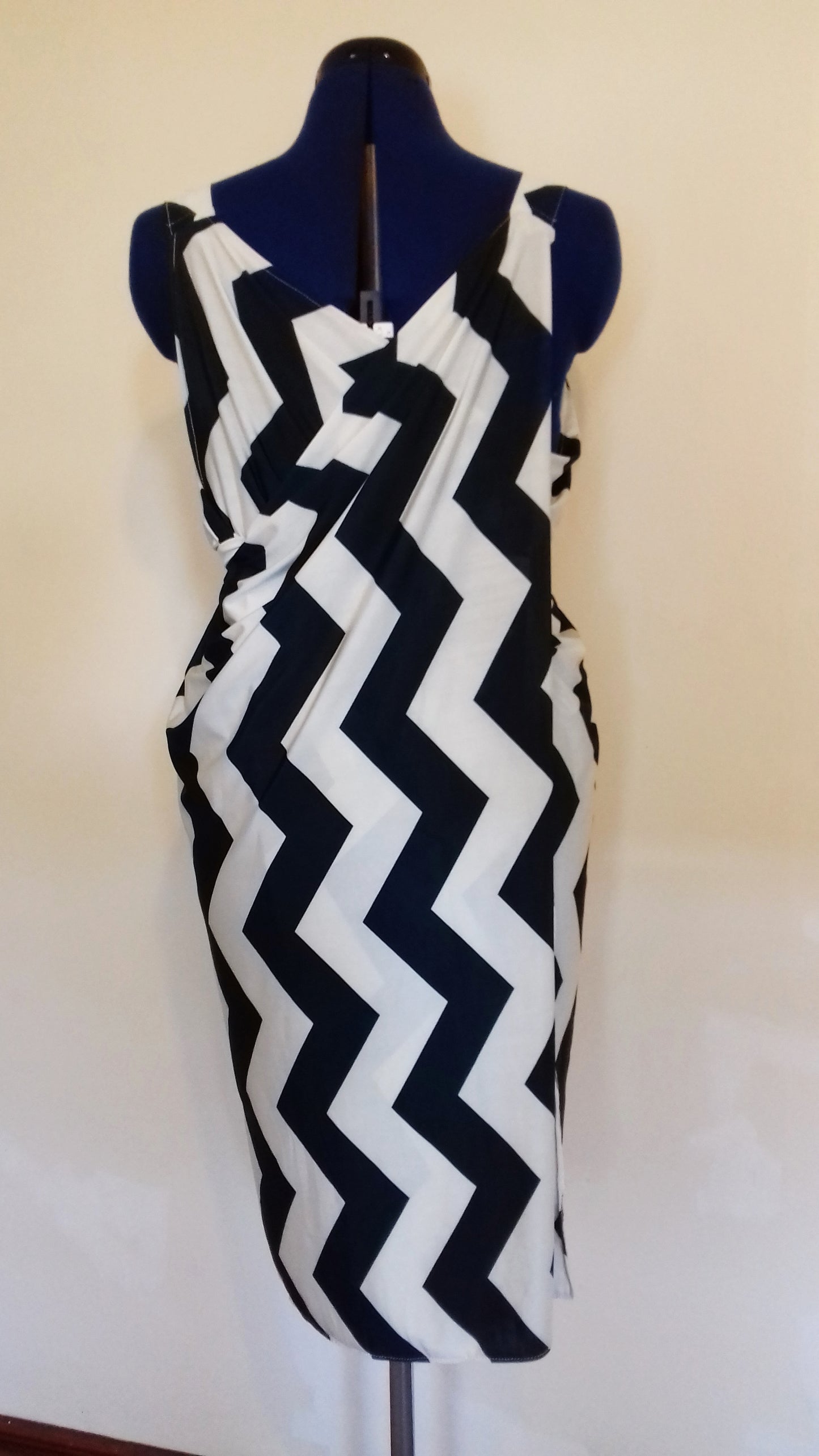 Green White Zig Zag Grecian Dress