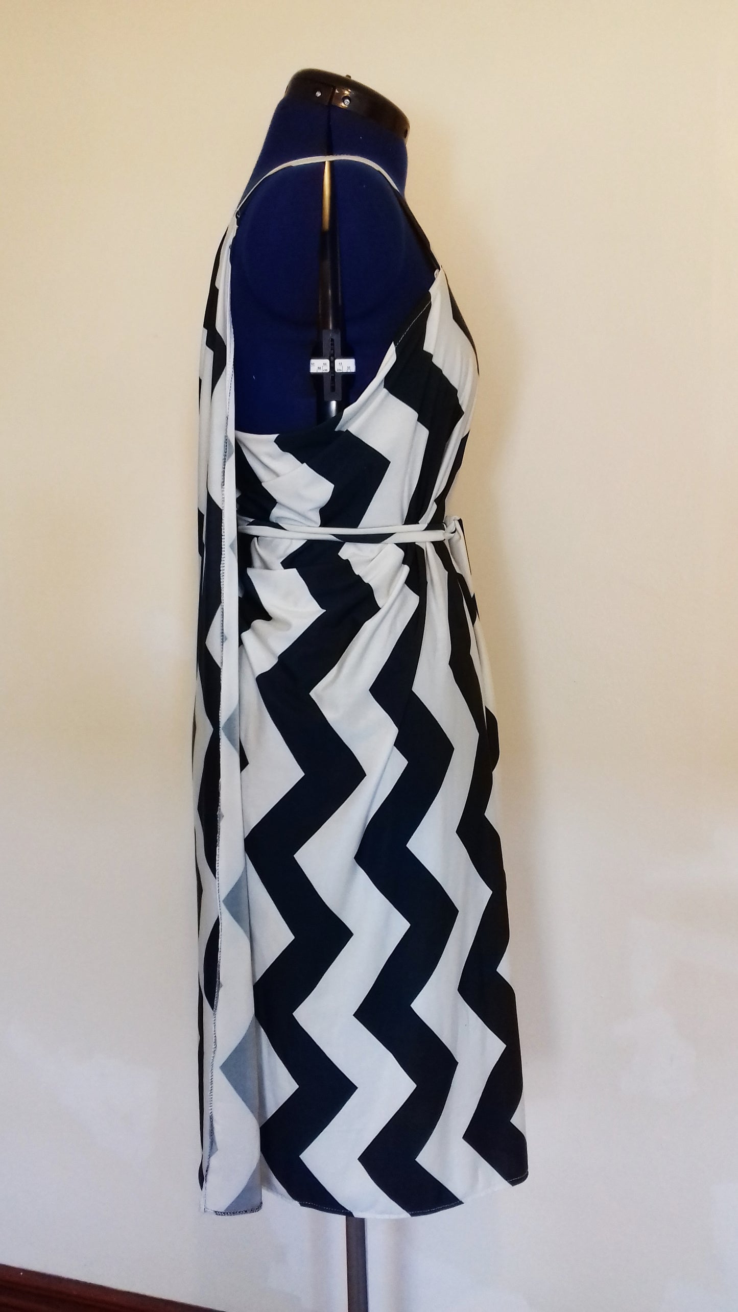 Green White Zig Zag Grecian Dress