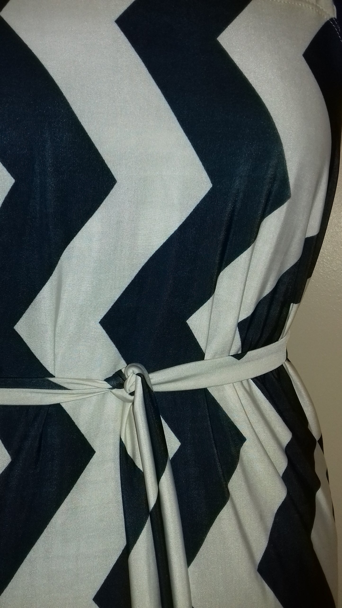 Green White Zig Zag Grecian Dress
