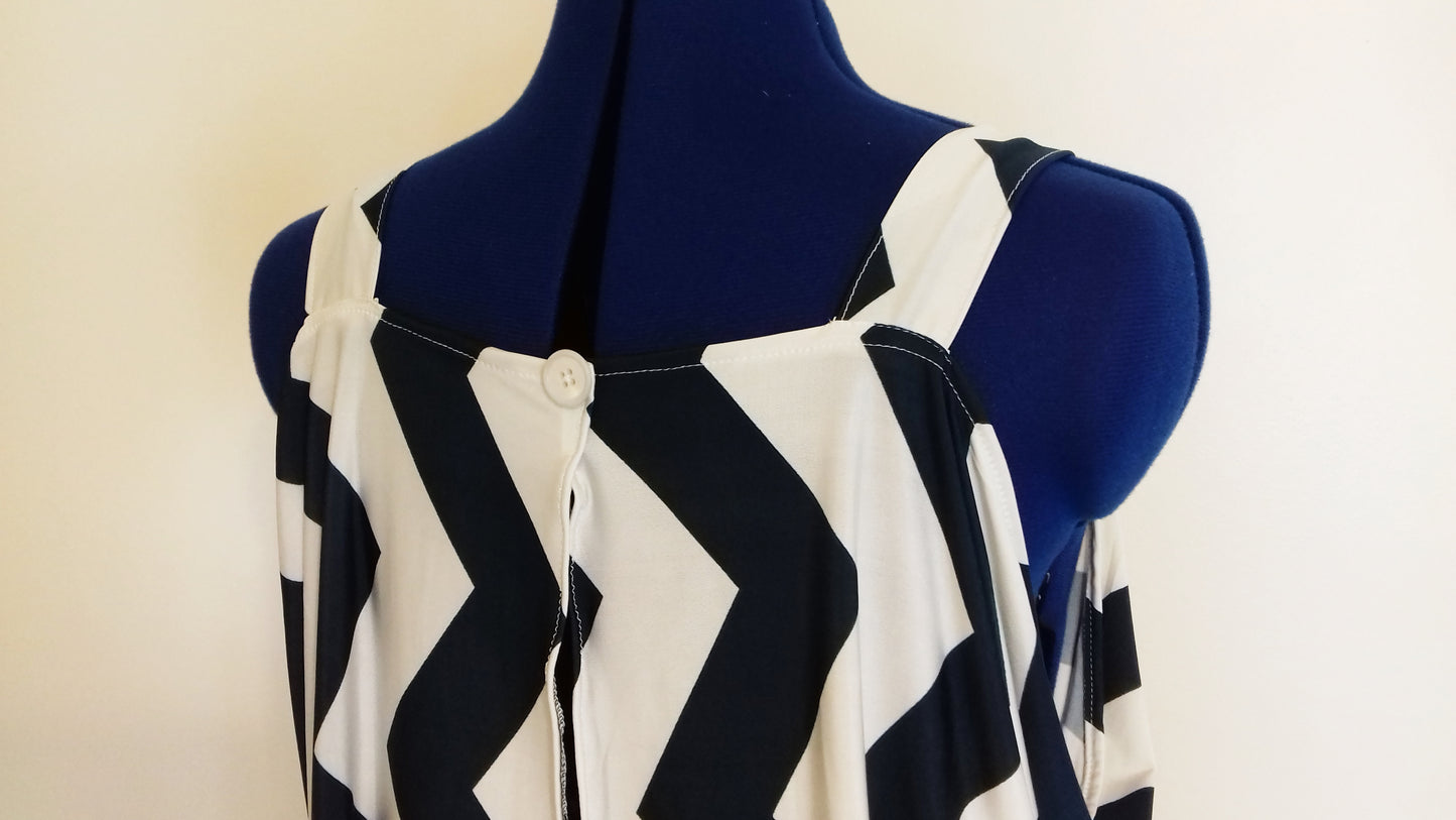 Green White Zig Zag Grecian Dress
