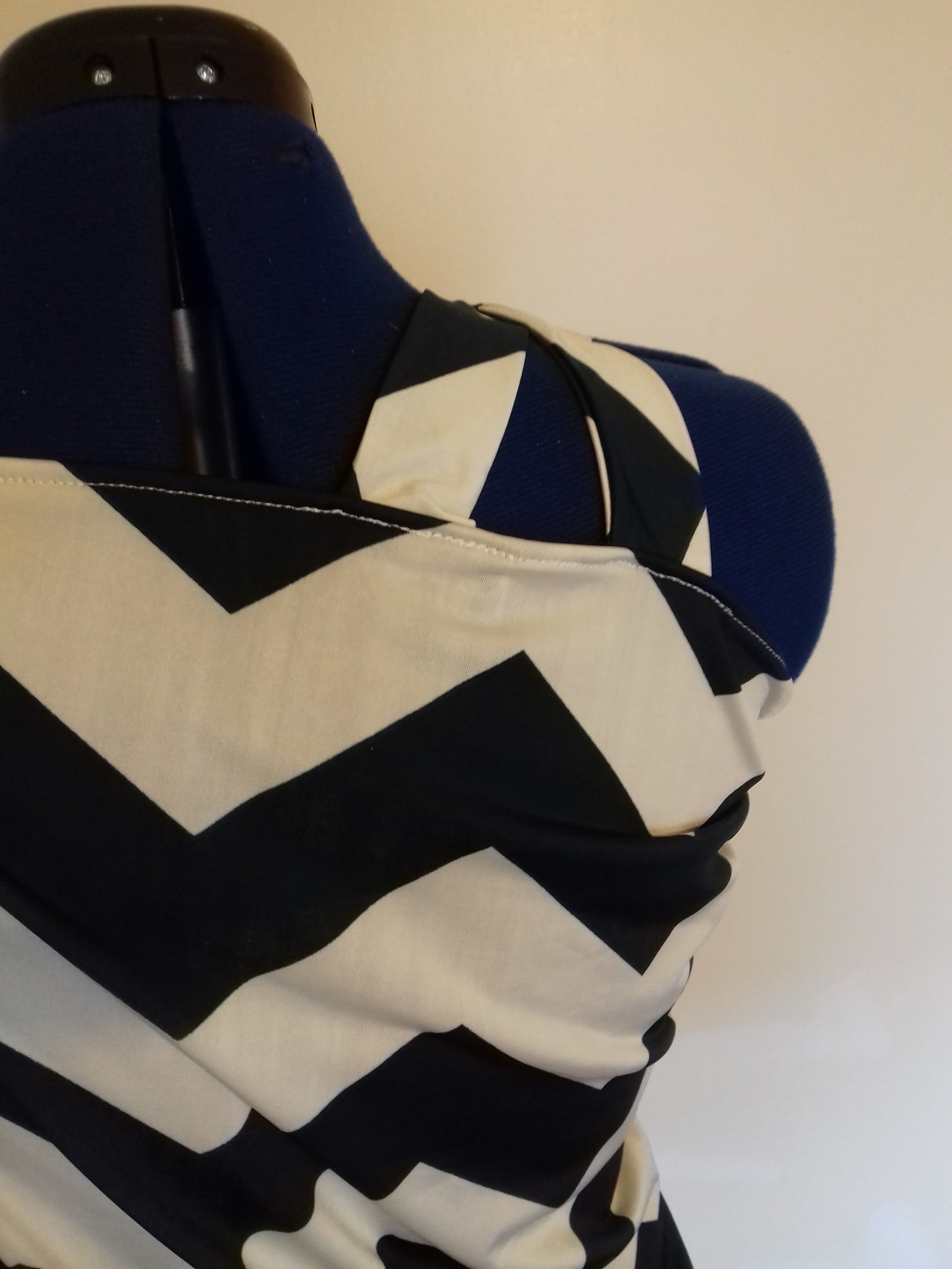 Green White Zig Zag Cold Shoulder Dress
