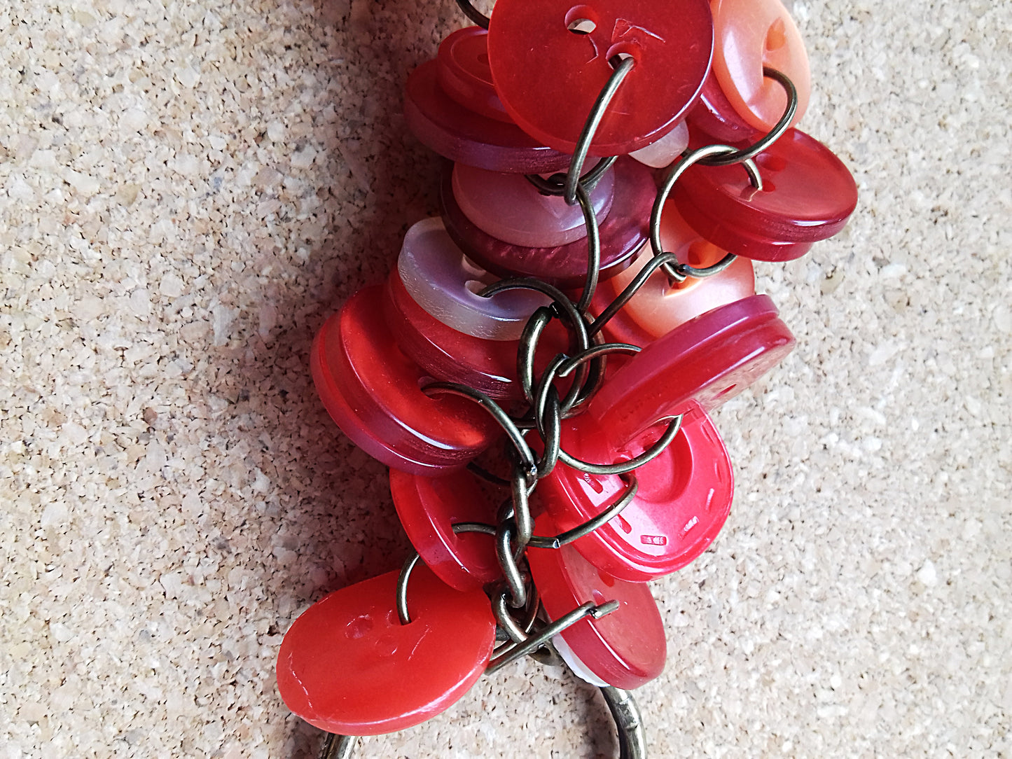 Buttons Keychain Red Key Ring / Bag Charm